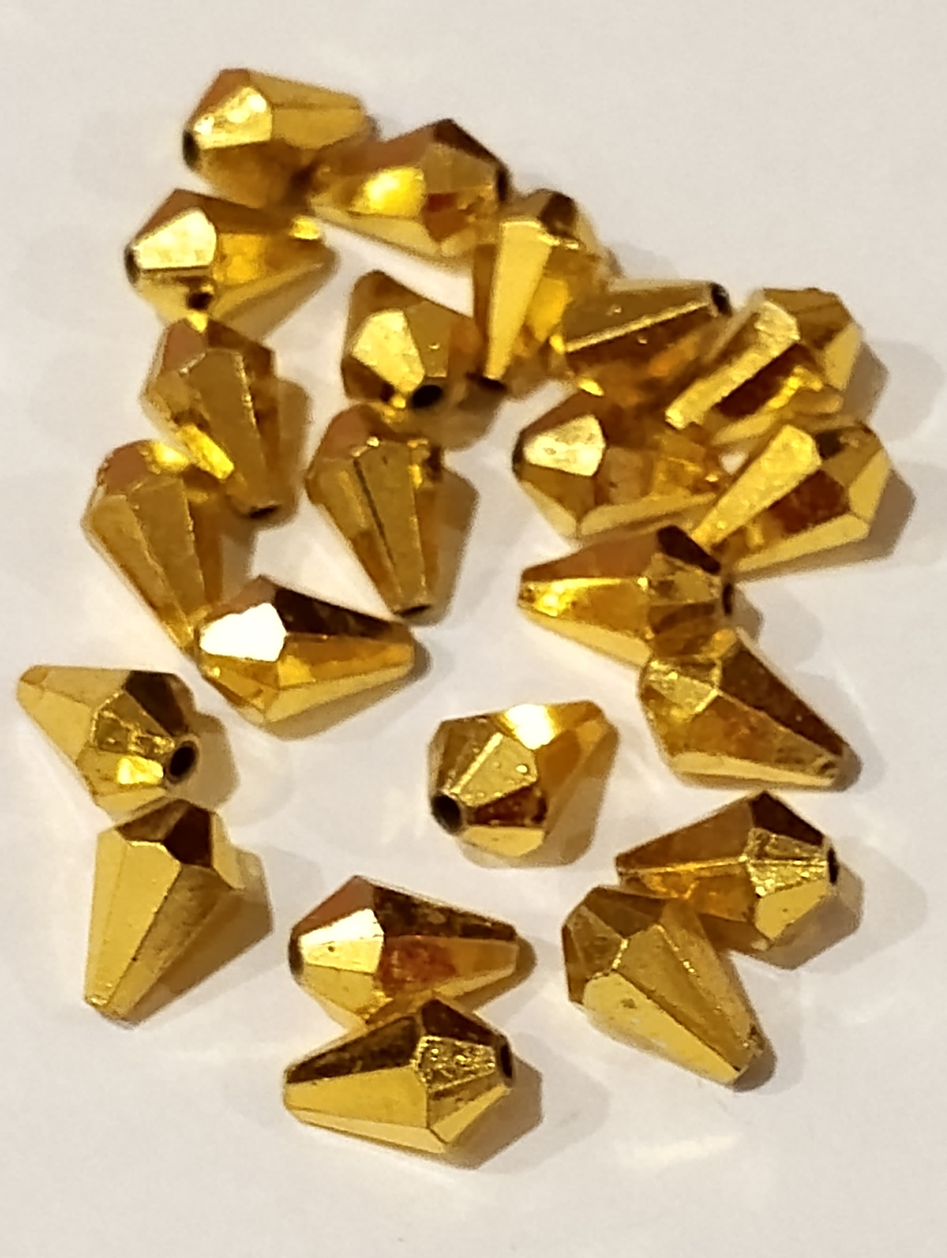 Golden Cut Drops Plastic Beads. 225 pcs/3 Strings Beads, For DIY Jewelry Making, Jewelry, Dress Accessories, Crafts, and Home Décor