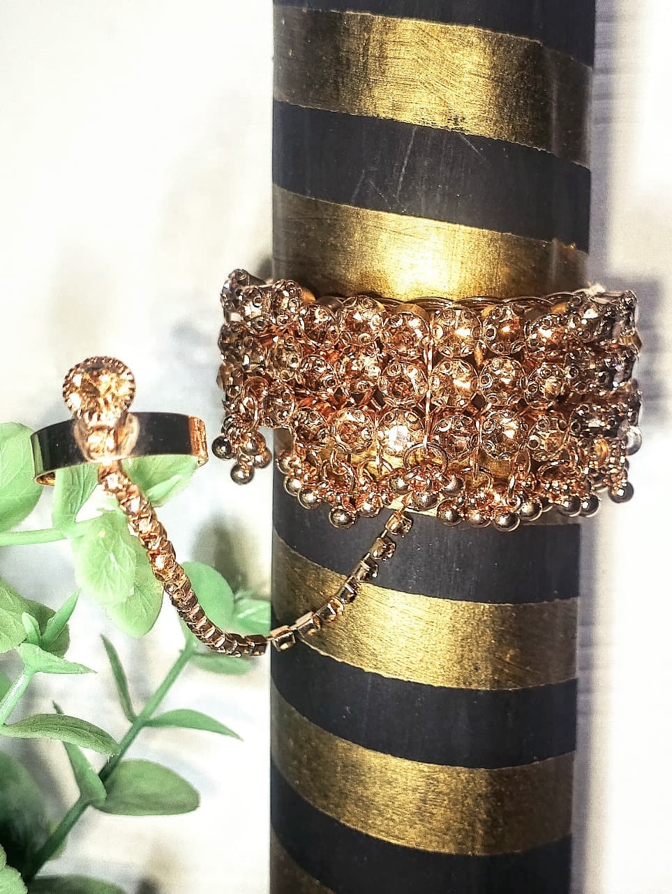 Gold-Plated Zircon Kundan Bracelet – Traditional Bridal & Festive Jewelry for Girls | Fashion Gift