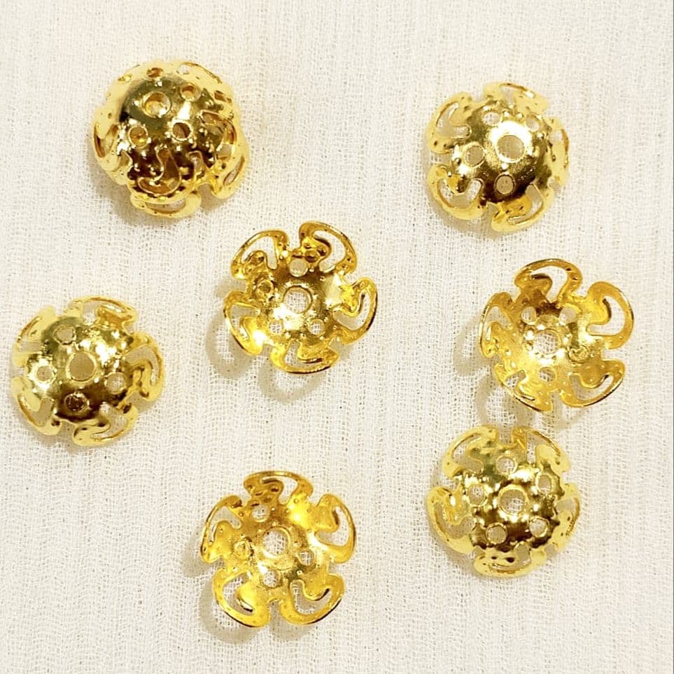100/150 pcs 9.5, 5mm, 4mm Golden Metal Bead Caps for Jewellery Making, DIY Tussles, Crafting
