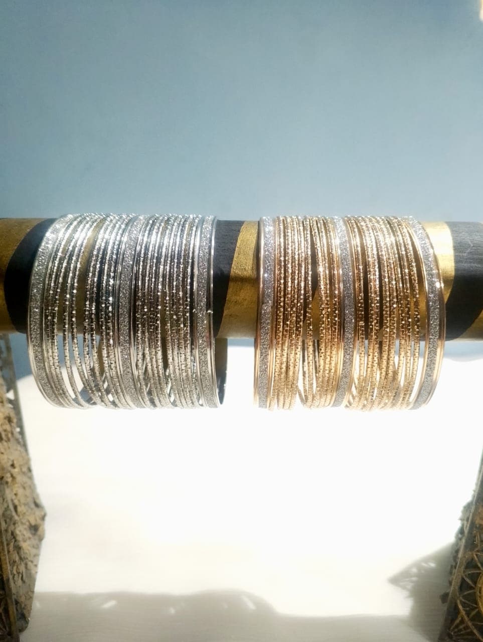 Gold & Silver Color Trendy Bangles Set | Fancy Pakistani Wedding, Mehndi & Party Wear Jewelry
