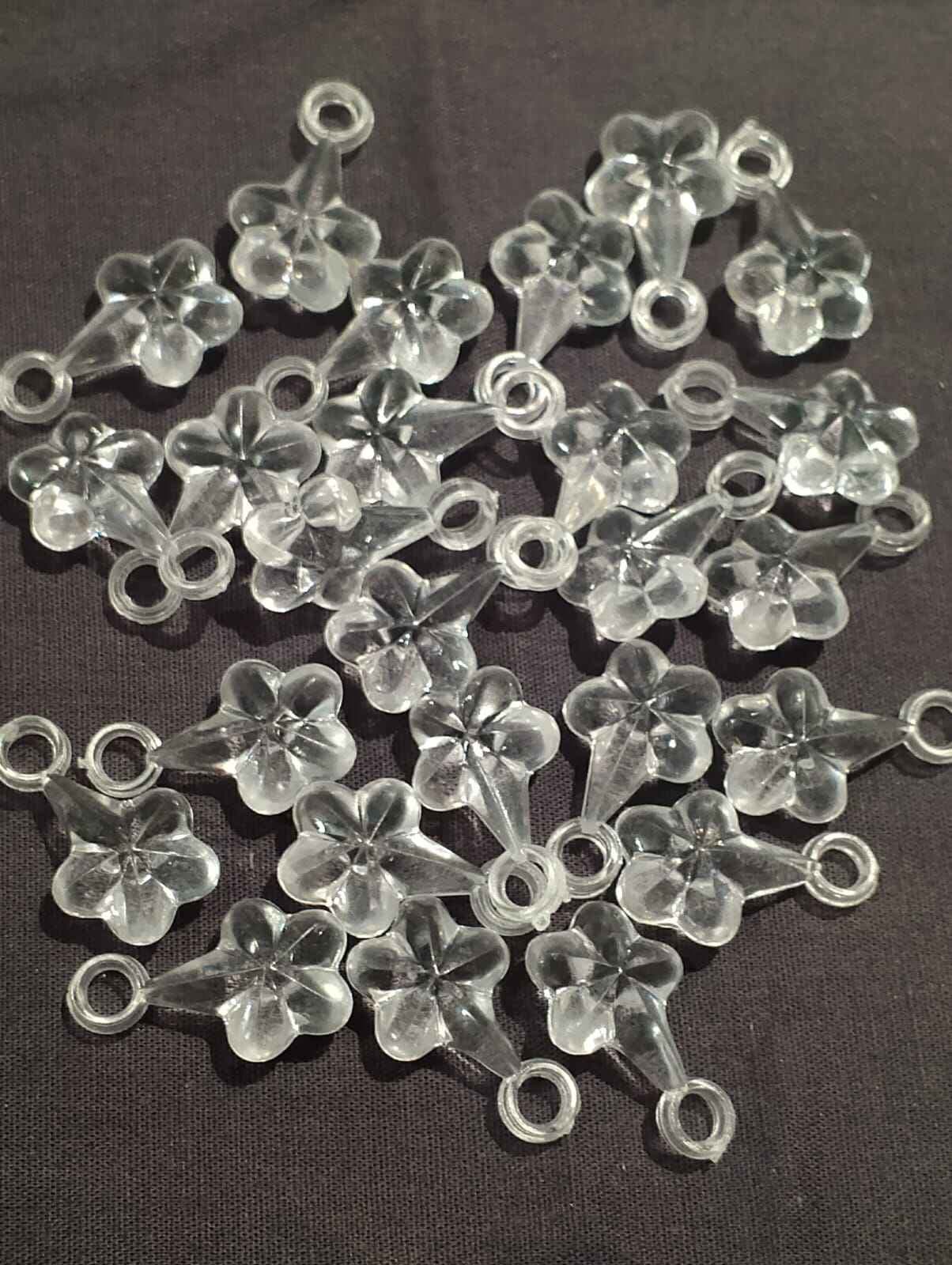Pack of 40gms Beads, White Flower Tussle (Latkan) Acrylic Beads For DIY Jewelry Making, Jewelry, DIY, And Crafting Accessories