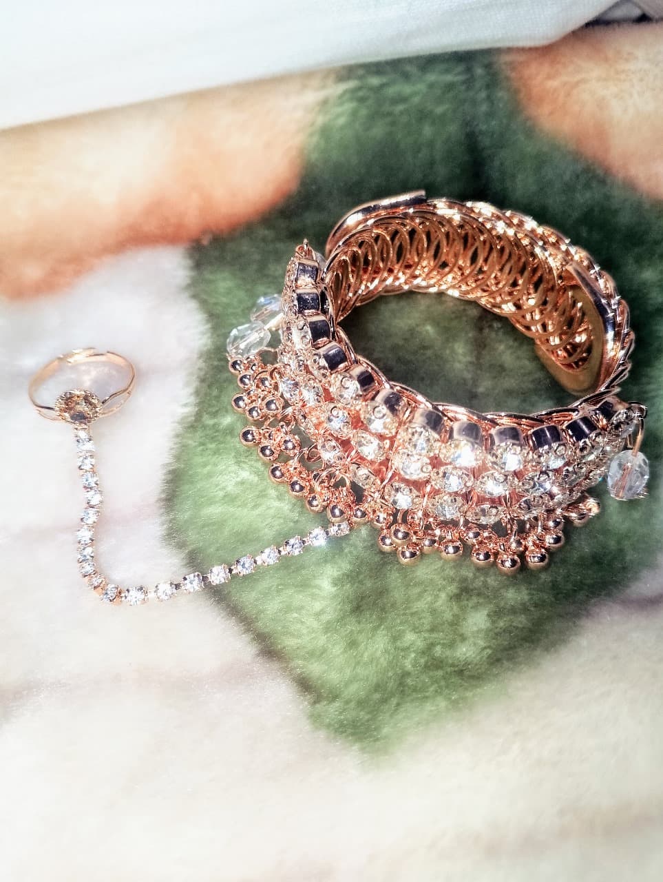 Gold-Plated Zircon Kundan Bracelet – Traditional Bridal & Festive Jewelry for Girls | Fashion Gift