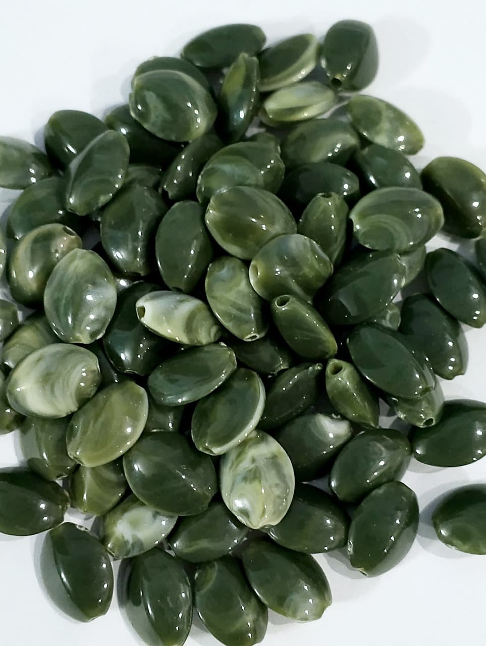 Unique Beads for Unique Crafts. Green Marble Oval Acrylic Plastic Beads. Pack of 40gms, For DIY Jewelry Making, Crafting, Home Decor, And Dress Accessories.