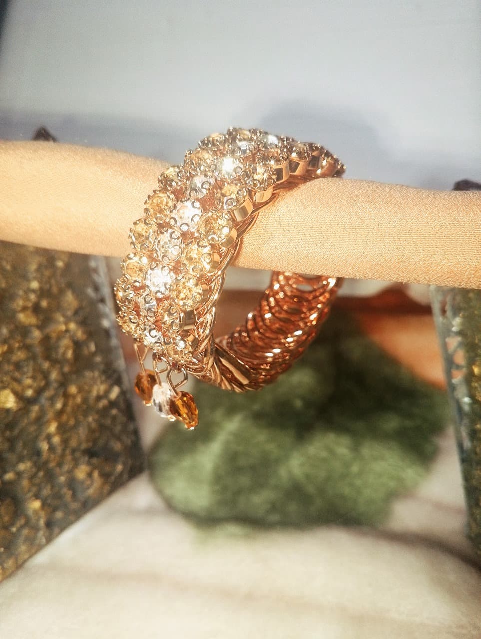Gold-Plated Zircon Kundan Bracelet – Traditional Bridal & Festive Jewelry for Girls | Fashion Gift