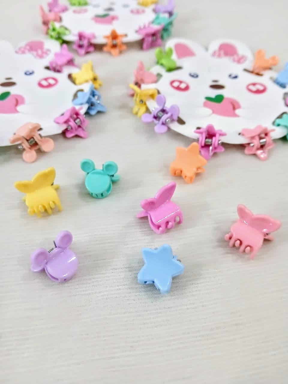 3 Cute Mini Hair Clip Cards for Girls | Star, Butterfly & Bear Shaped Hair Claws | 30pcs 10 - 12mm Small Hair Accessories for Kids & Daily Use
