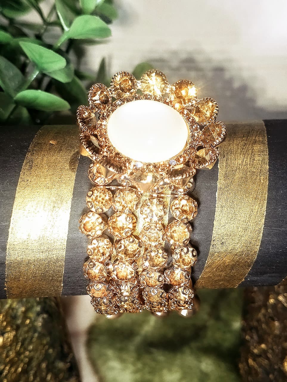 Gold-Plated Zircon Kundan Bracelet – Traditional Bridal & Festive Jewelry for Girls | Fashion Gift