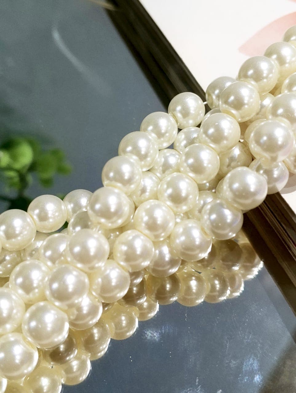 1 Strand of 4, 6, 8mm Round Shell Pearl Beads for DIY Crafting Purse Jewelry Making | Natural Shell Pearl Loose Beads for Bracelet & Necklace DIY Crafts