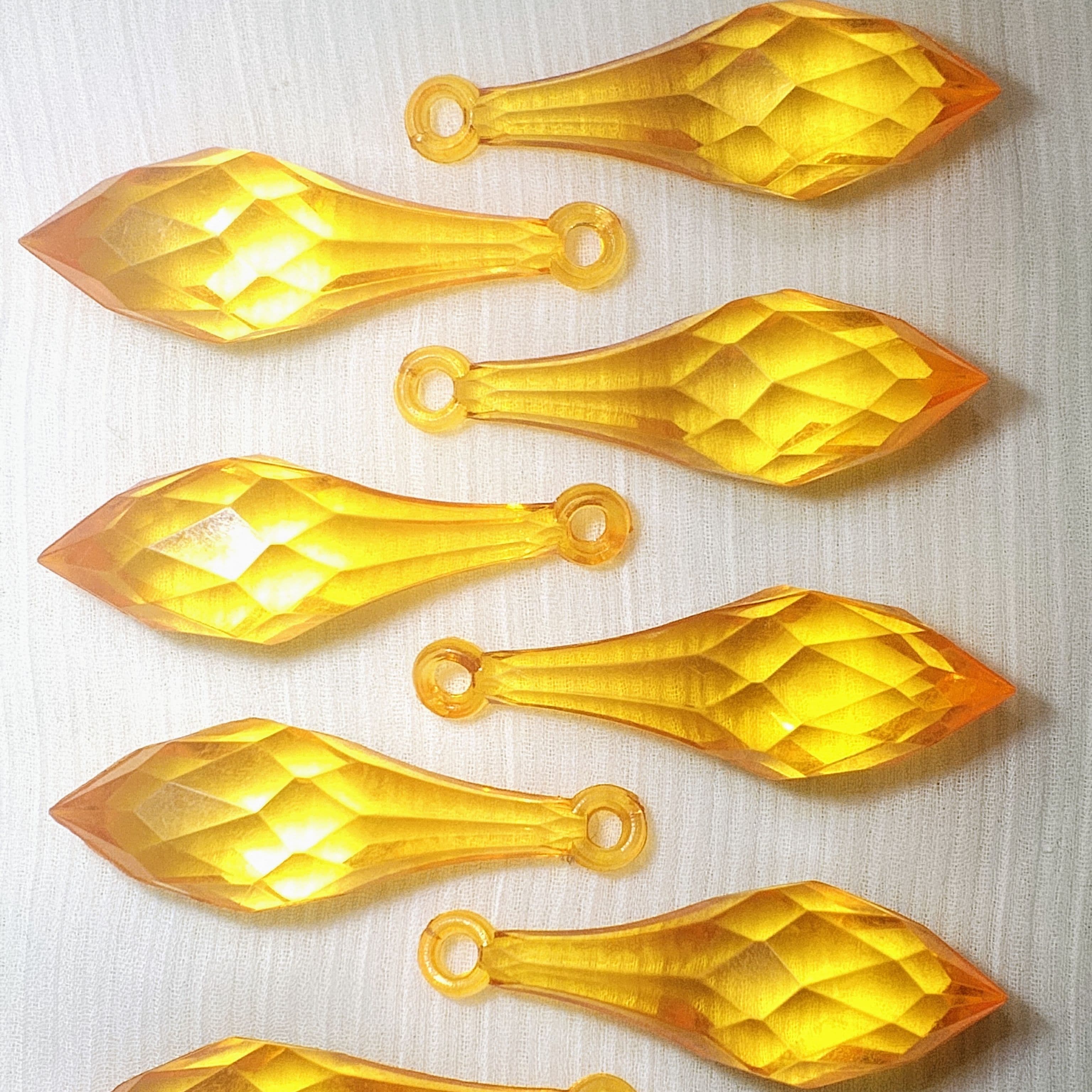 10/15 pcs Yellow Faceted Crystal Plastic Drop Tussle Bead - DIY Craft, Jewelry, Dress Ornaments and Décor