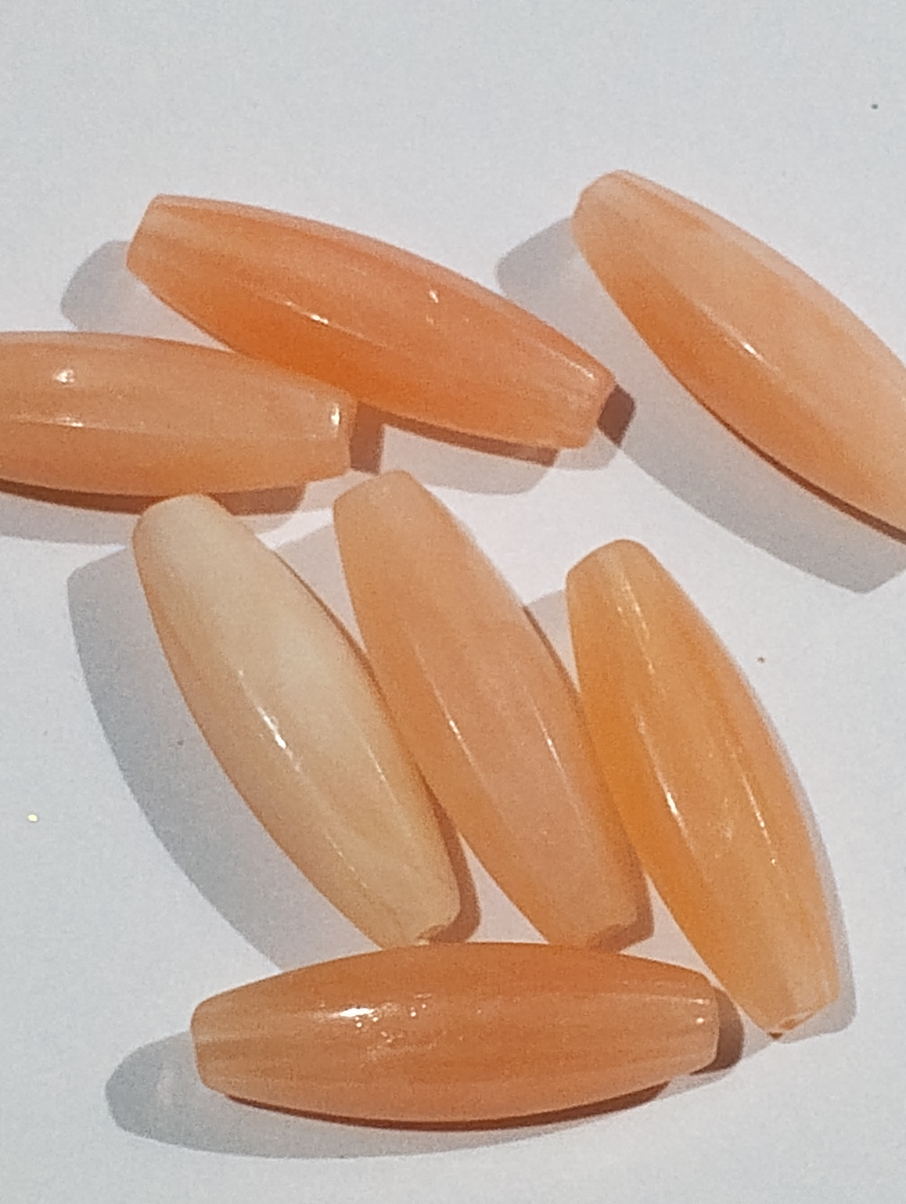 Acrylic Long Cut Marble Textured Peach Beads for DIY Crafts - Pack of 40gms - Ideal for DIY, Crafting, Jewelry Making, Jewelry, and Dress Accessories.