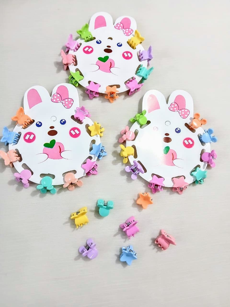 3 Cute Mini Hair Clip Cards for Girls | Star, Butterfly & Bear Shaped Hair Claws | 30pcs 10 - 12mm Small Hair Accessories for Kids & Daily Use