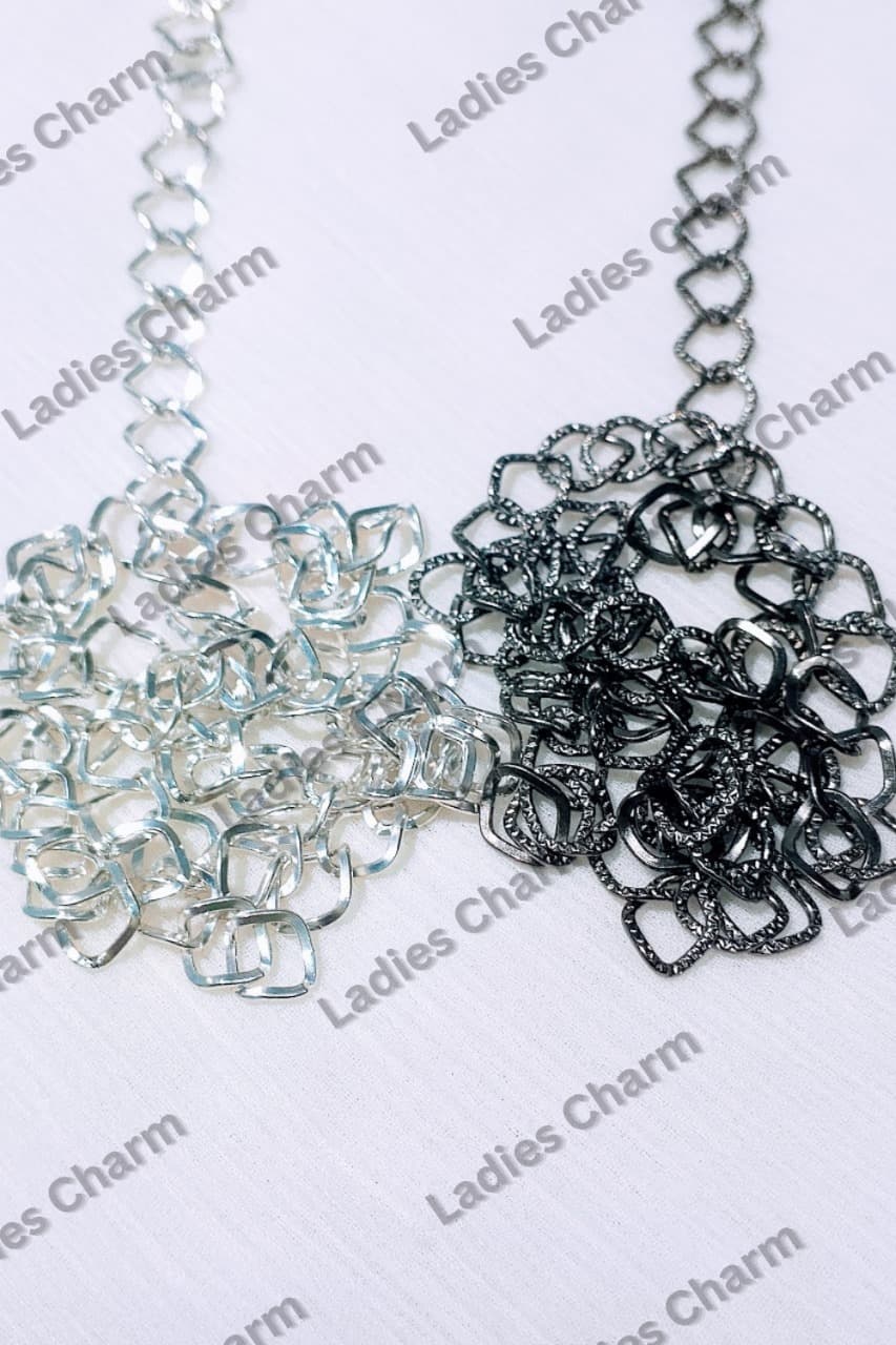 Stylish Metal Square - 36 Inches Elegant Link Chains for Crafting – Silver and Gun Black Elegant Chain Links for DIY Jewelry, Purse Clutches Cross Body Bags Chain, and Accessories