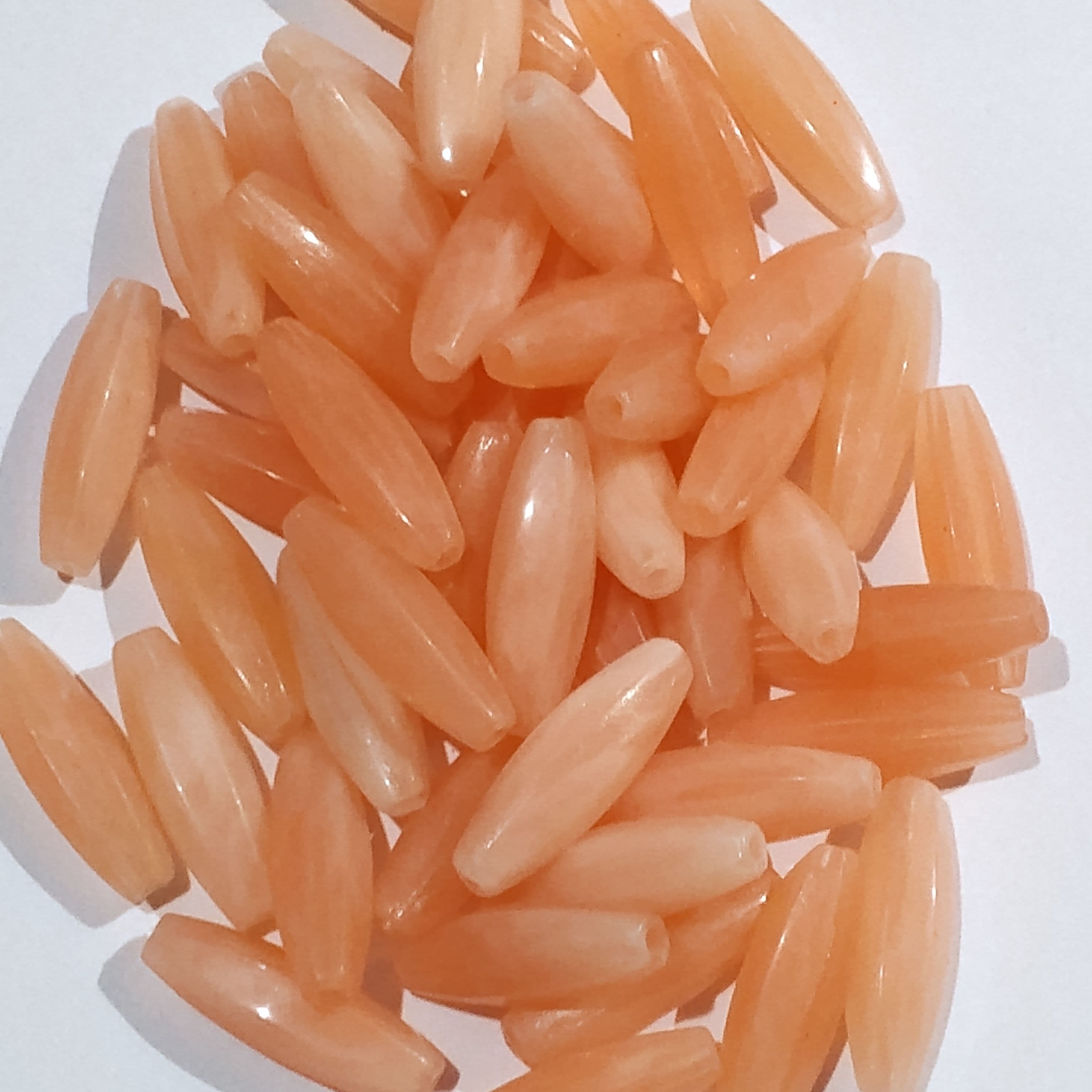 Acrylic Long Cut Marble Textured Peach Beads for DIY Crafts - Pack of 40gms - Ideal for DIY, Crafting, Jewelry Making, Jewelry, and Dress Accessories.