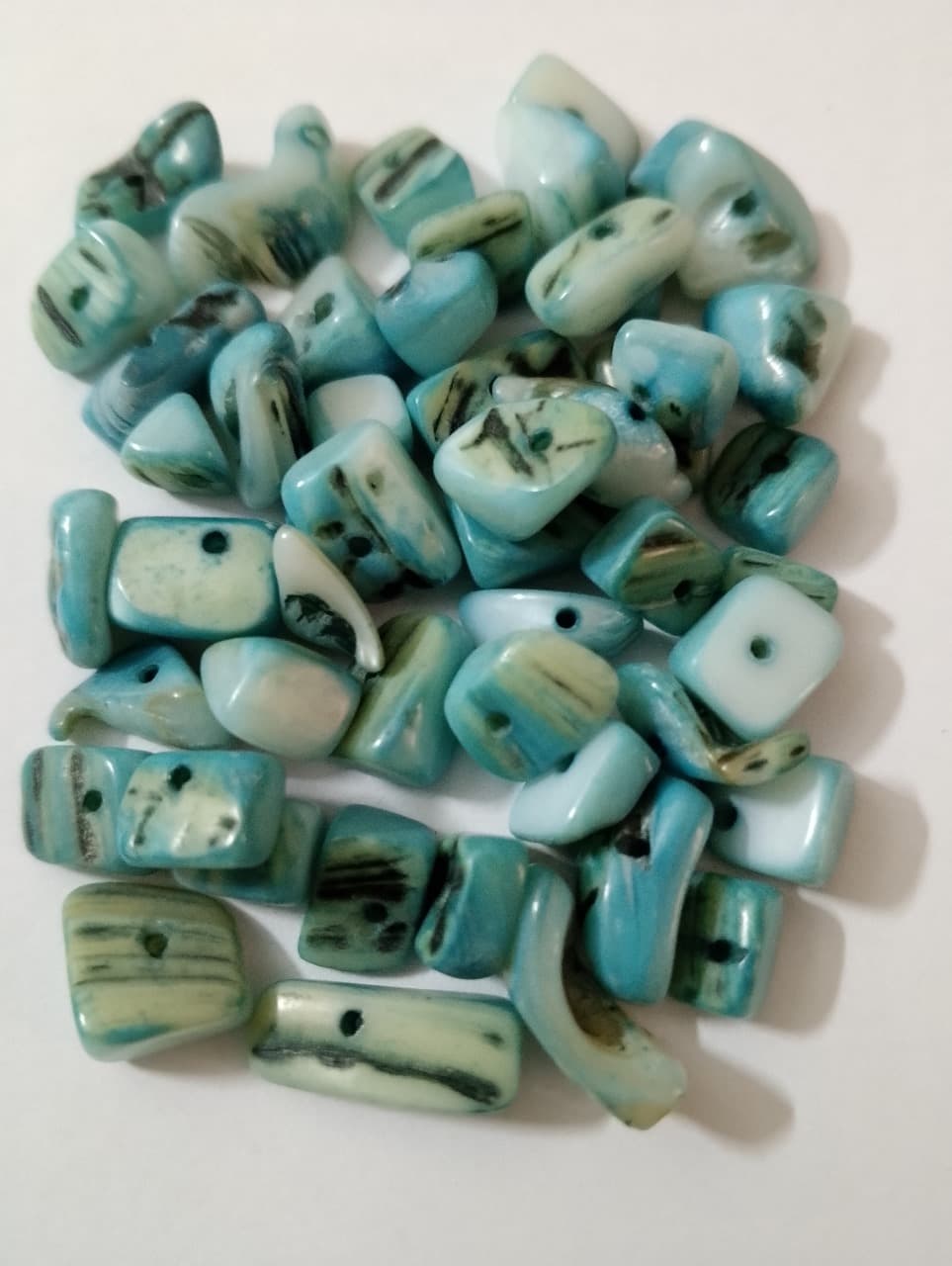 Mix Synthetic Stone Sea Green Beads Of Mix Sizes And Shapes. 60 to 40gms Beads, Aesthetic Beads For DIY Jewelry Making, Jewelry, Dress Accessories, Crafts, and Home Décor