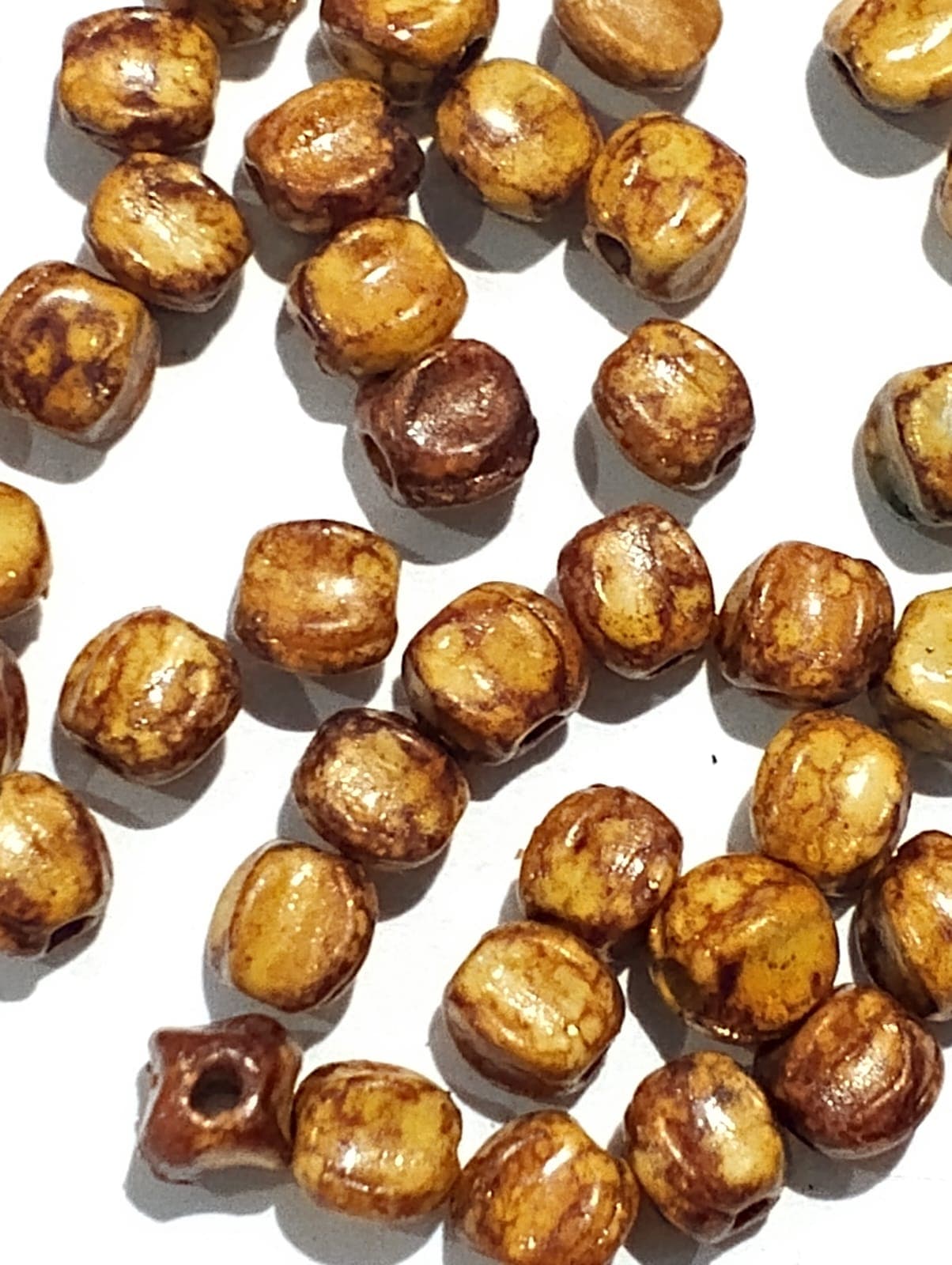 Wooden Plastic Round Cut Beads for DIY Crafts - Pack of 40gms - Ideal for DIY Jewelry Making, Jewelry, and Dress Accessories.