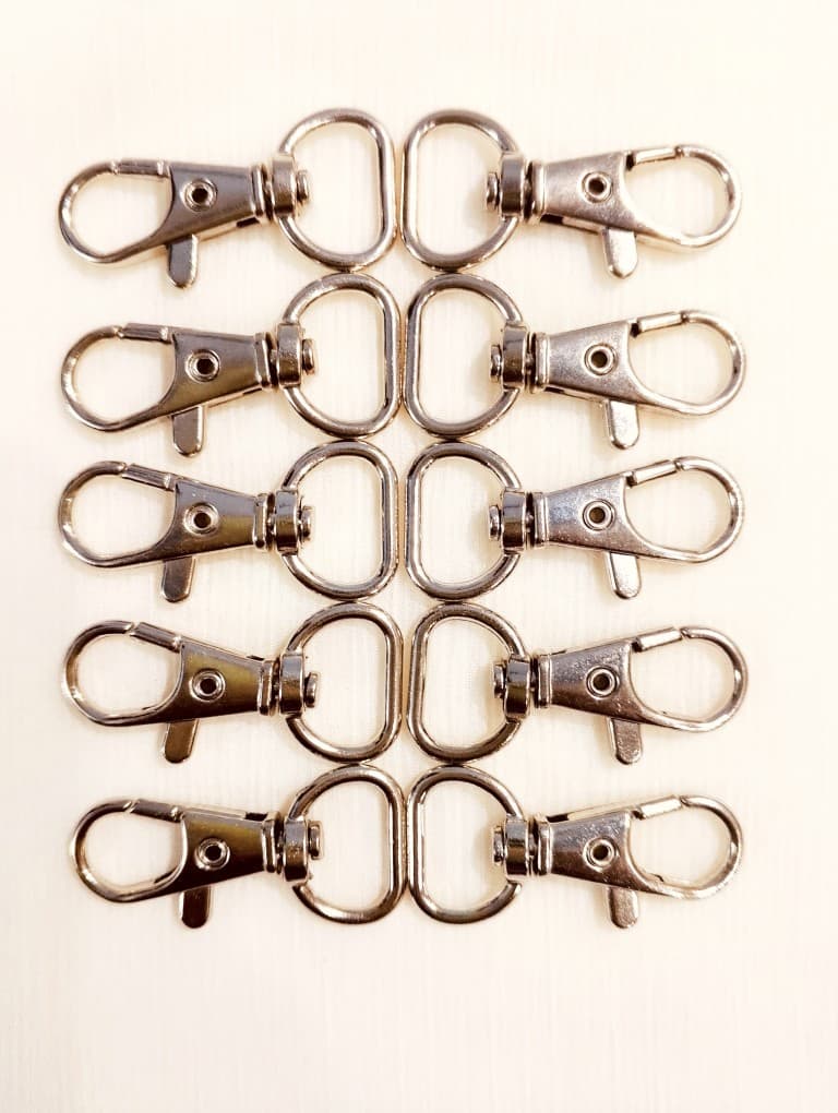 6,12 pcs 40mm Silver, K.C Gold Swivel Clasp Trigger Snap Hook 40mm Lock for Keychains, Bags, Belts, and DIY Crafting Accessories - Durable Metal Clip for Jewelry Making | Sturdy Metal Clasp with 360-Degree Rotation