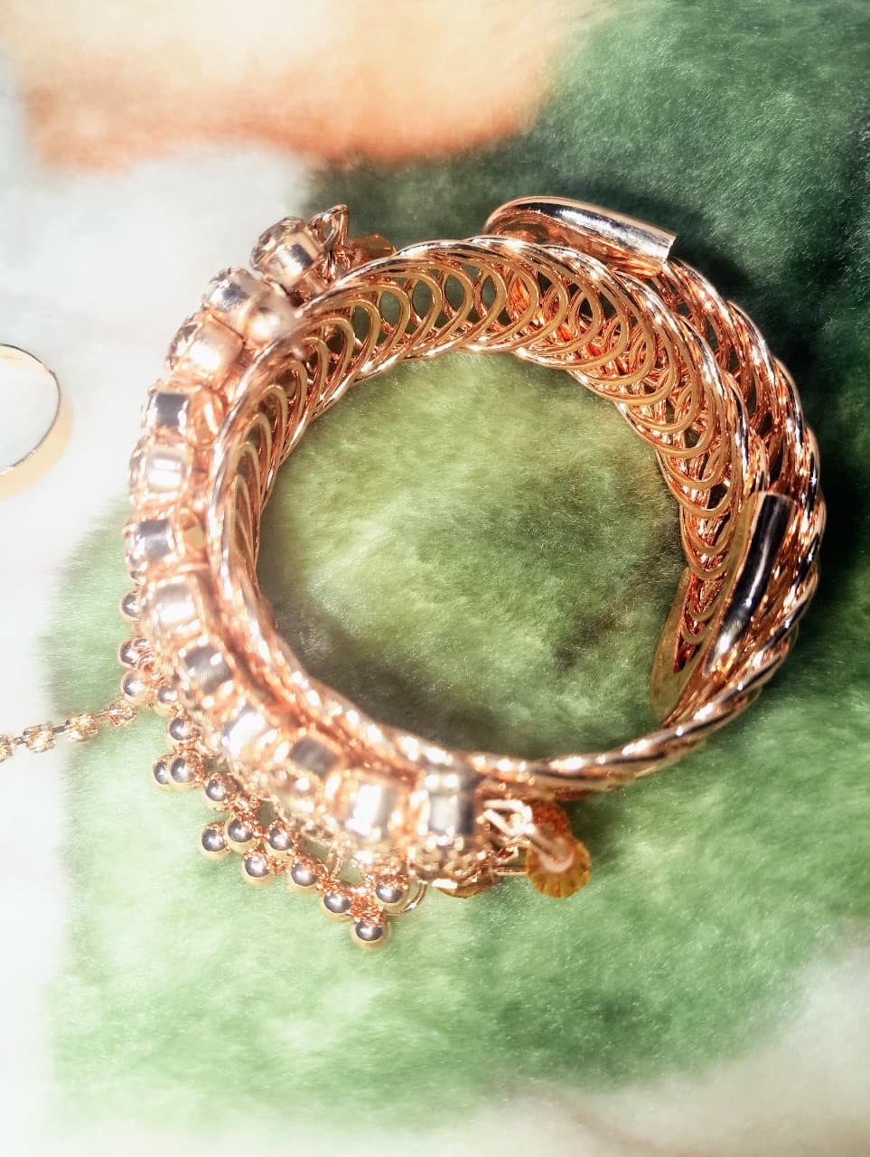 Gold-Plated Zircon Kundan Bracelet – Traditional Bridal & Festive Jewelry for Girls | Fashion Gift