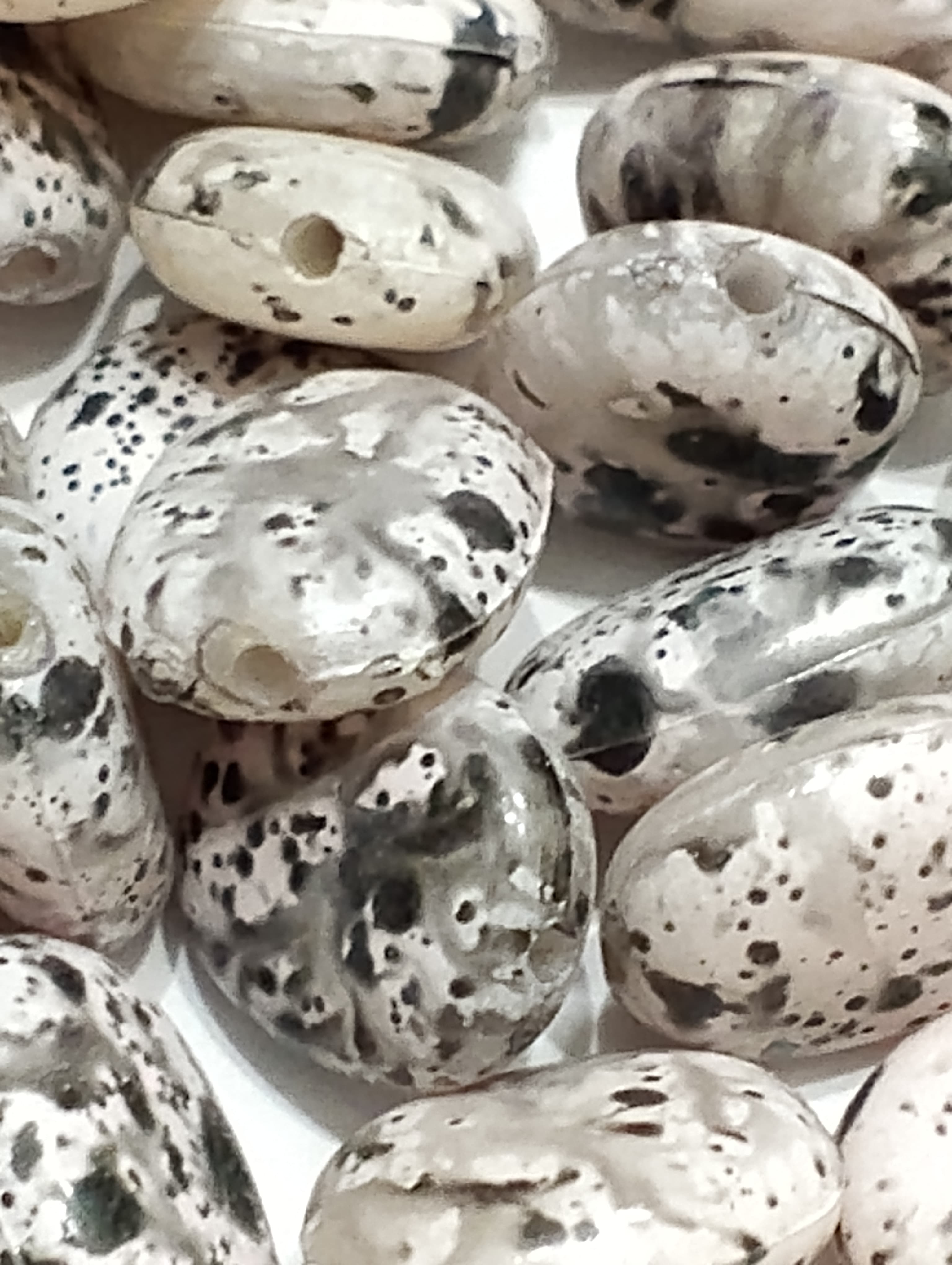 Pack of 40gms Beads, Black White Oval Plastic Beads For DIY Jewelry Making, Jewelry, DIY, Dresses And Crafting Accessories.
