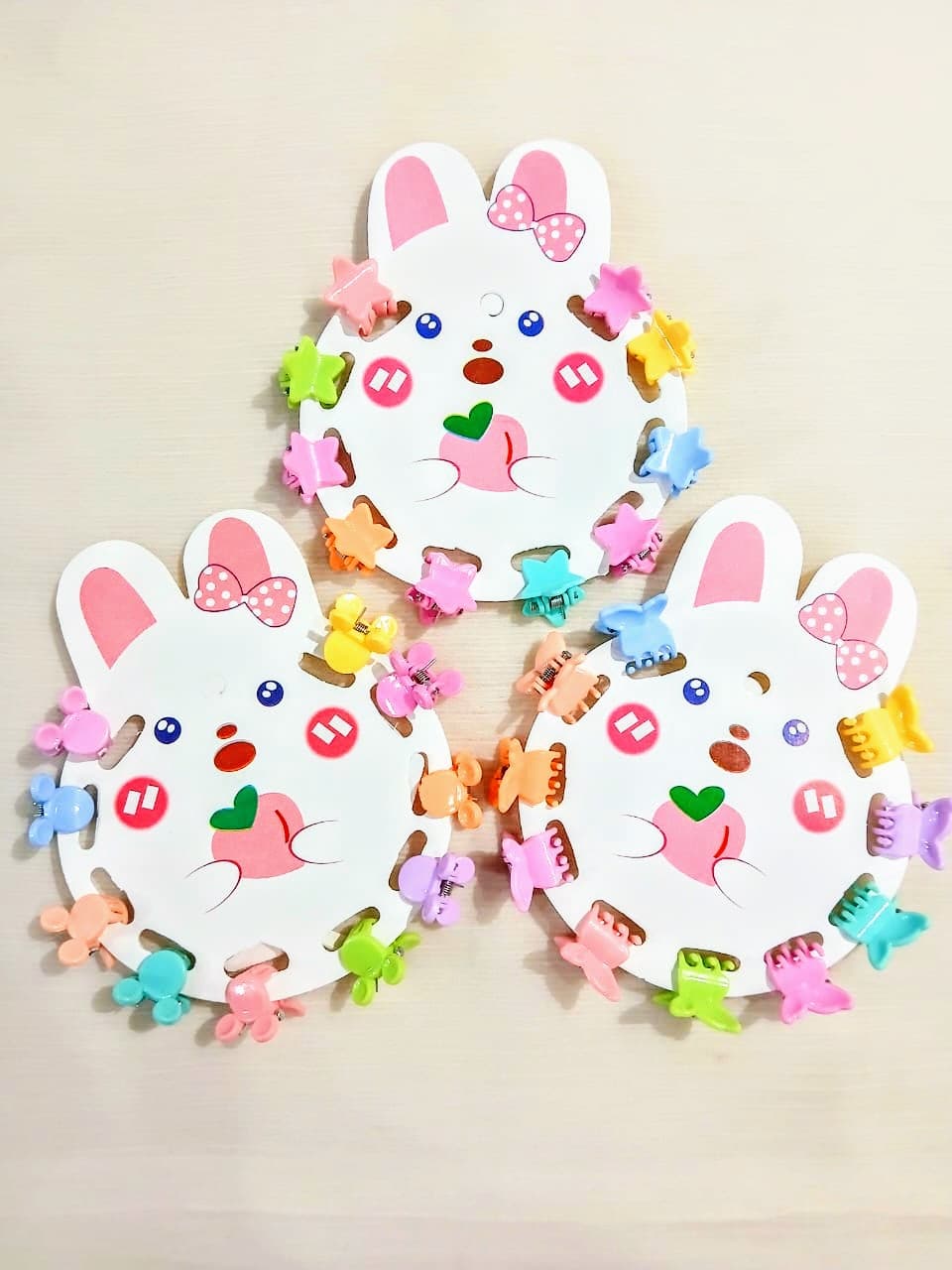 3 Cute Mini Hair Clip Cards for Girls | Star, Butterfly & Bear Shaped Hair Claws | 30pcs 10 - 12mm Small Hair Accessories for Kids & Daily Use