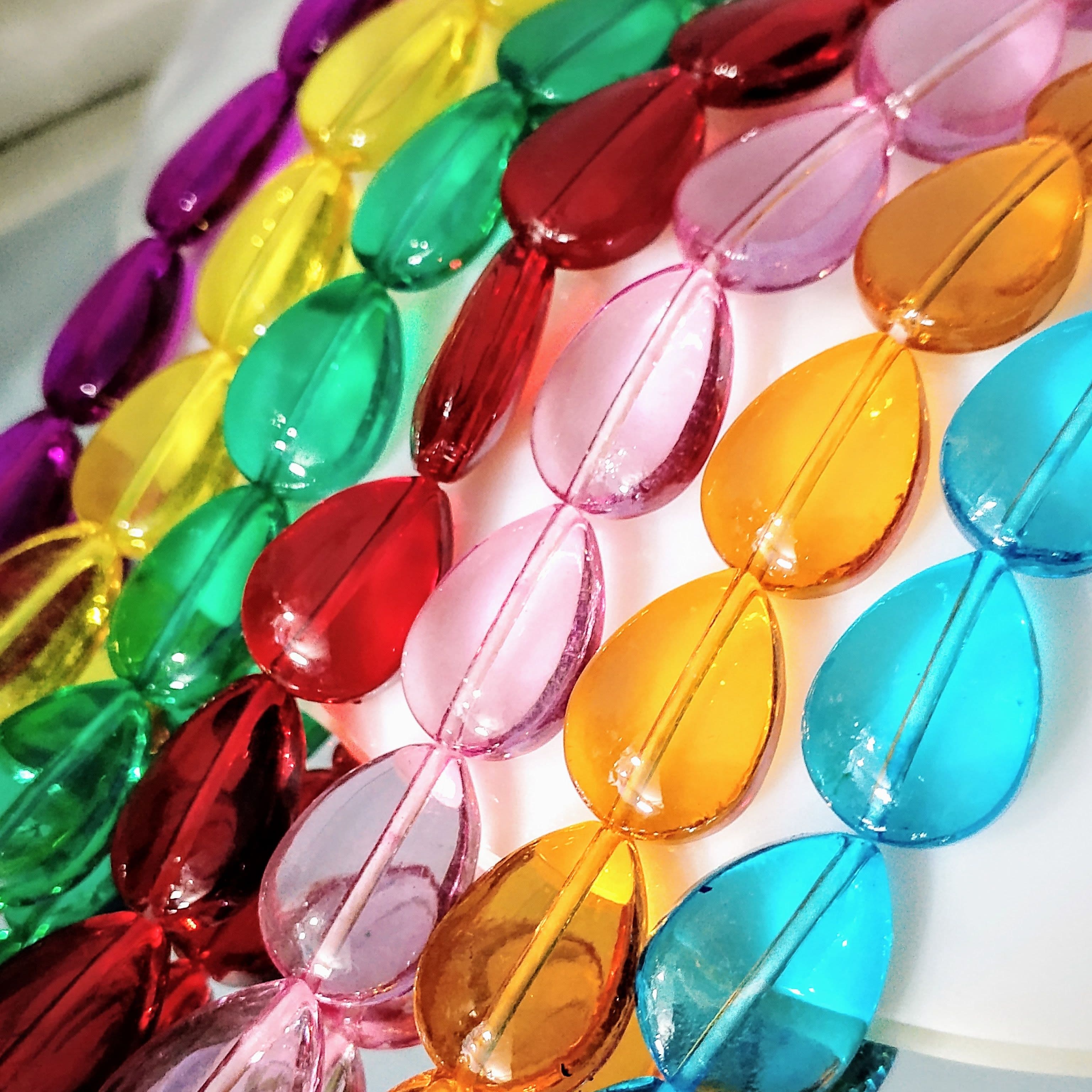 15 Glass Crystal Transparent Multicolor 18mm Droplet Beads for DIY, Jewelry Making, Crafting – 18mm Drop Shape Beads | 26 pcs Mix Set