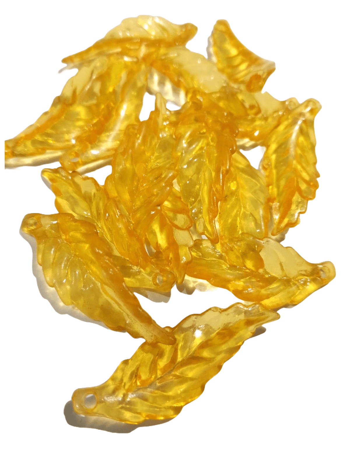 Pack of 40gms Beads, Yellow Curved Leaf Tussle (Latkan) Acrylic Beads For DIY Jewelry Making, Jewelry, DIY, And Crafting Accessories
