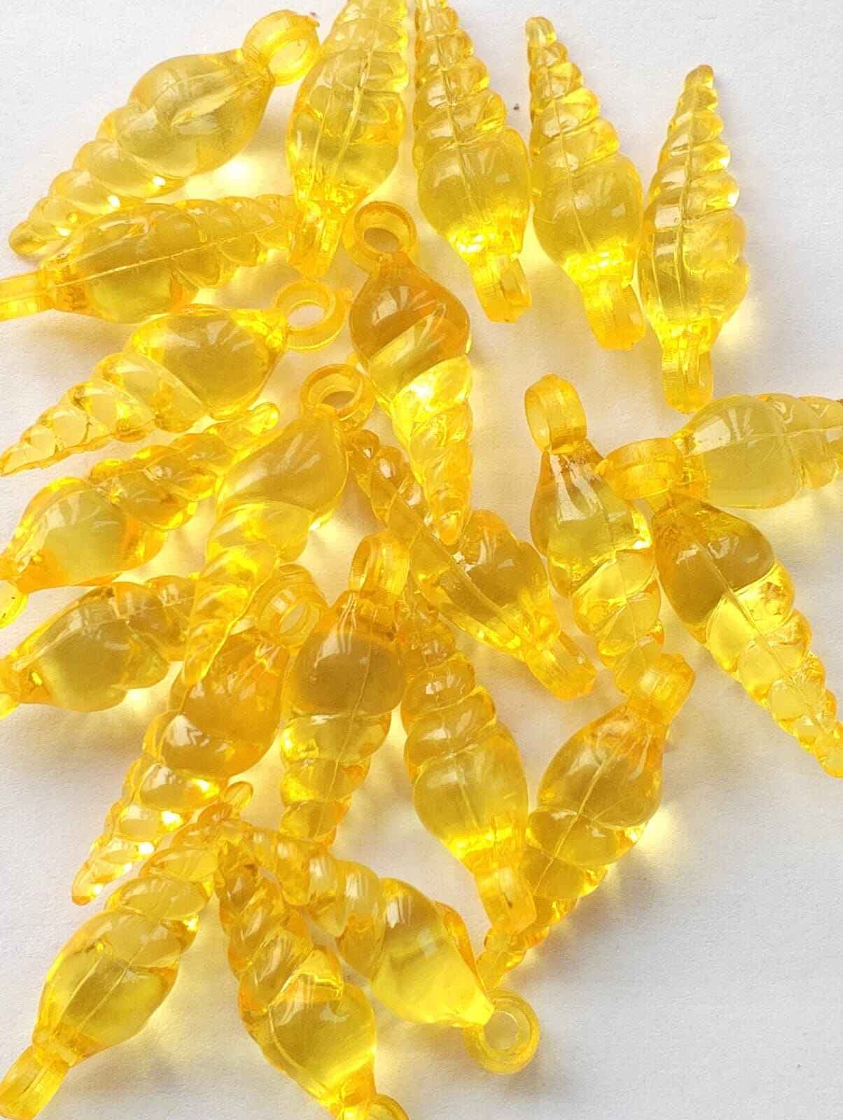 Beads for DIY Crafts. White, Yellow Spiral Tussle (Latkan) Acrylic Beads. Pack of 40gms Beads, For DIY Jewelry Making, Jewelry, And Dress Accessories.