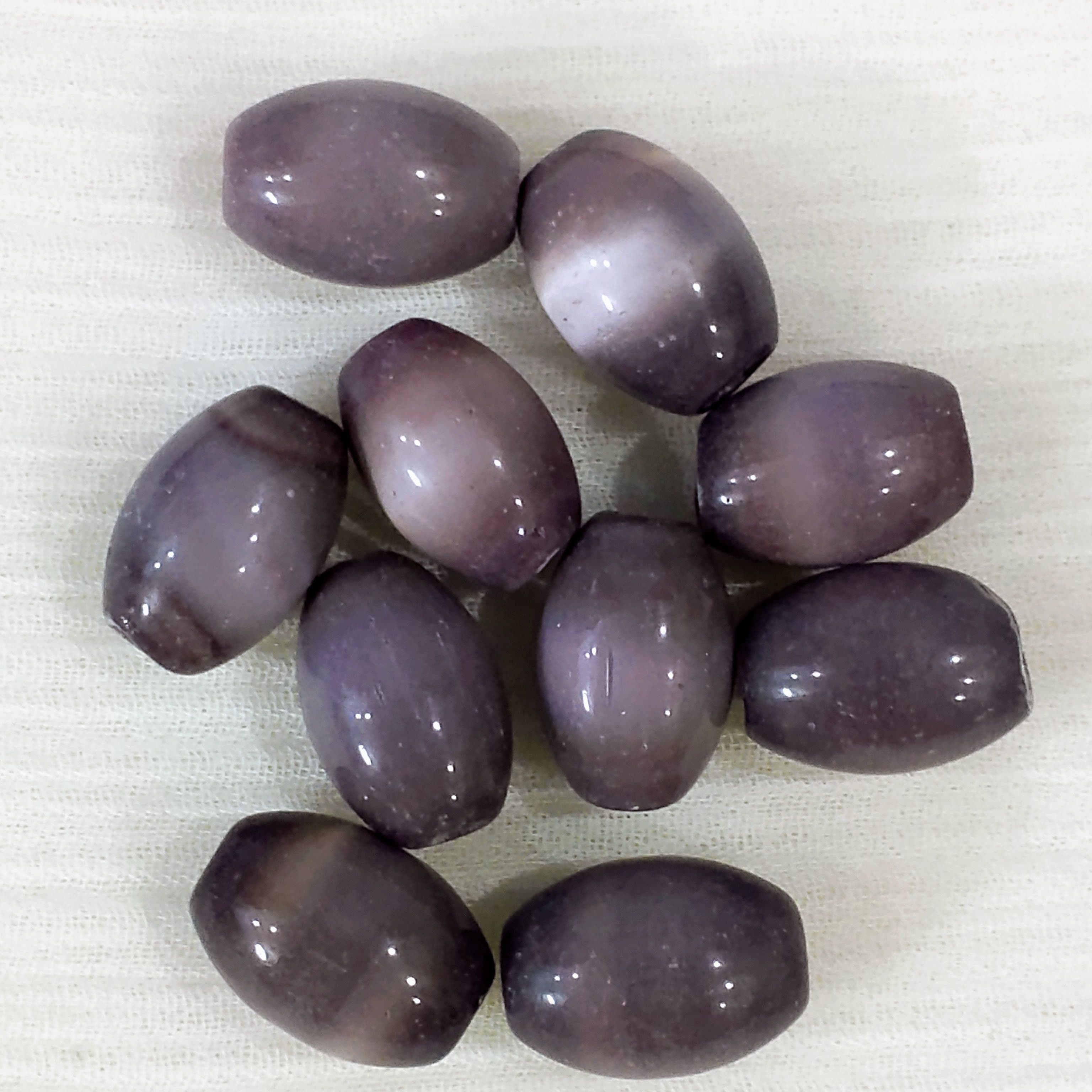 40gms Smoky Purple Cat's Eye Oval Beads, 11mm, for Jewelry Making and DIY Crafts
