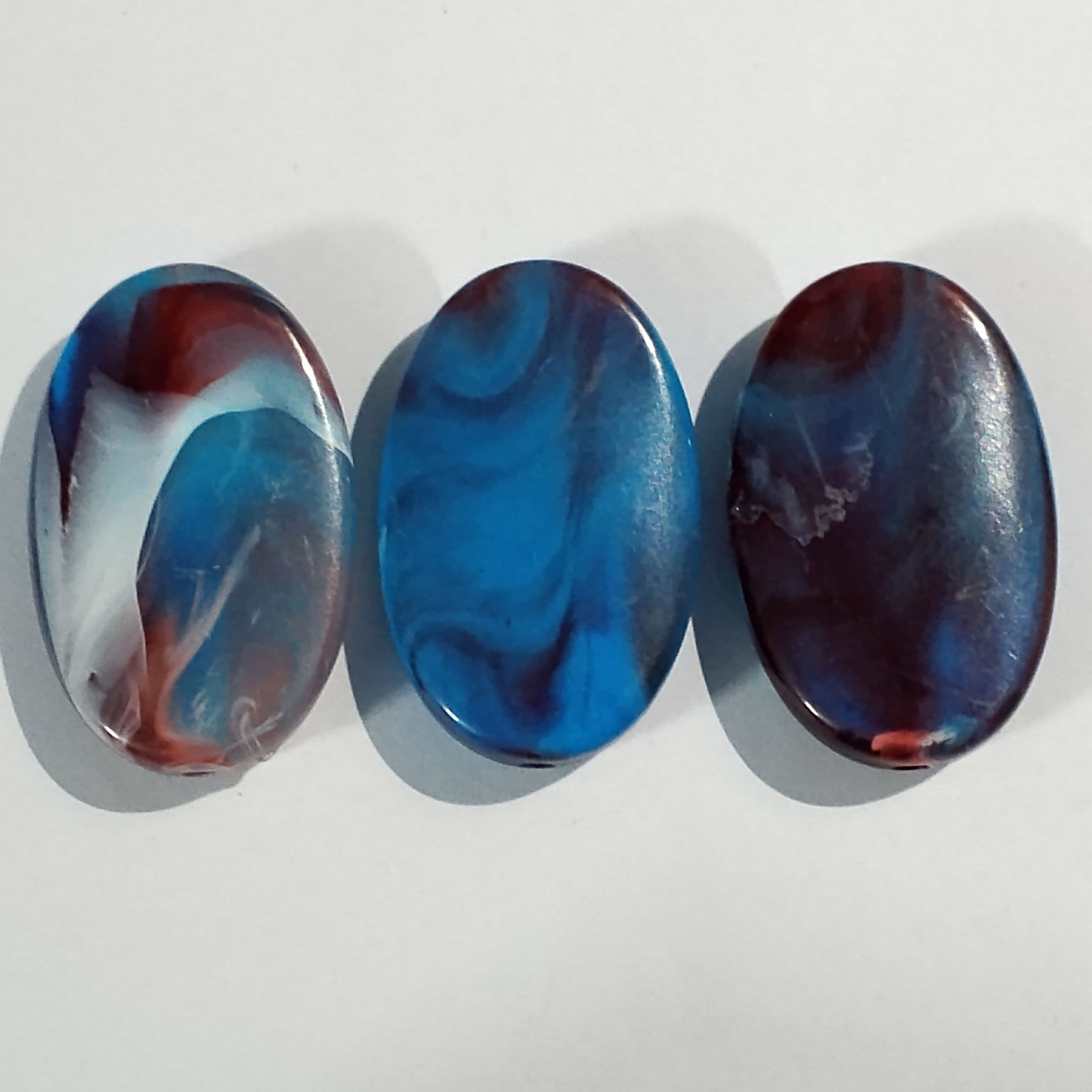 Pack of 40gms Beads, Blue Brown Oval Chip Large Acrylic Plastic Marble Beads For DIY Jewelry Making, Jewelry, DIY, Dresses And Crafting Accessories.