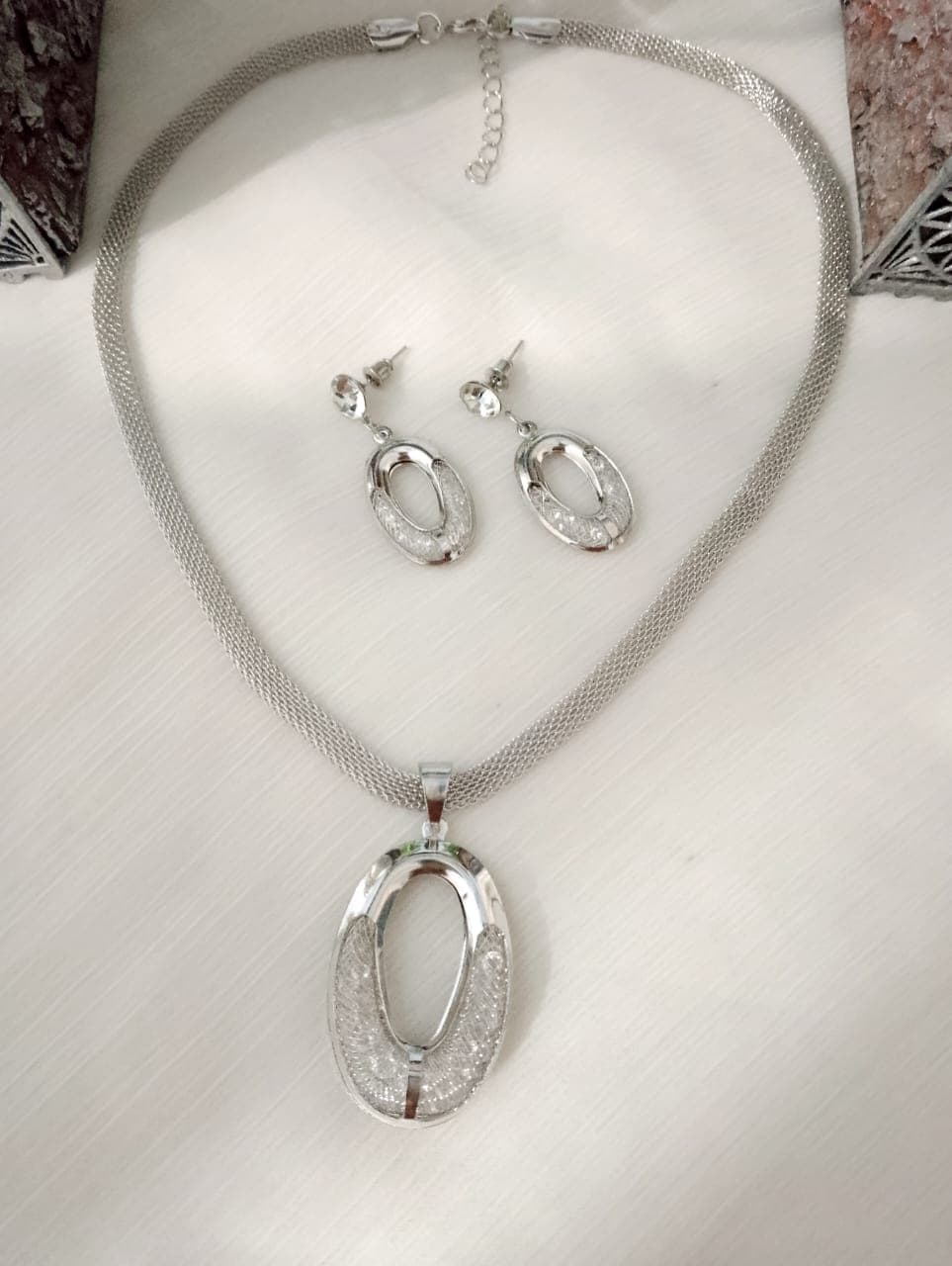 Elegant Silver Jewelry Combo Set for Women | Jewelry– Necklace, Earrings & 2 Sets of Bangles | Stylish Party Wear Fashion Set | Gift Set for Girls & Ladies
