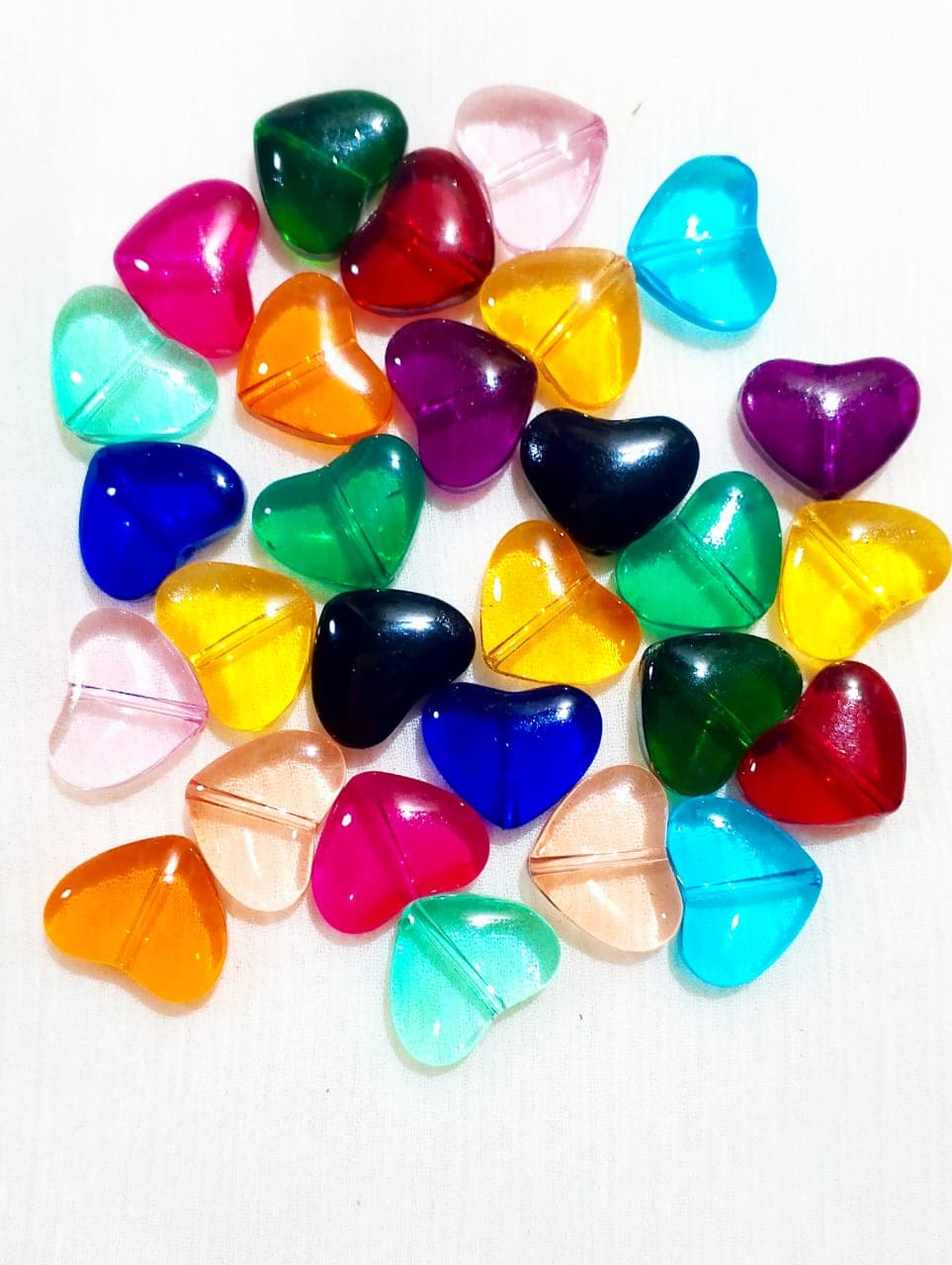 15 Glass Crystal Transparent Multicolor 13mm Heart Beads for DIY, Jewelry Making, Crafting – 13mm Heart Shape Beads | 28 pcs Mix Set