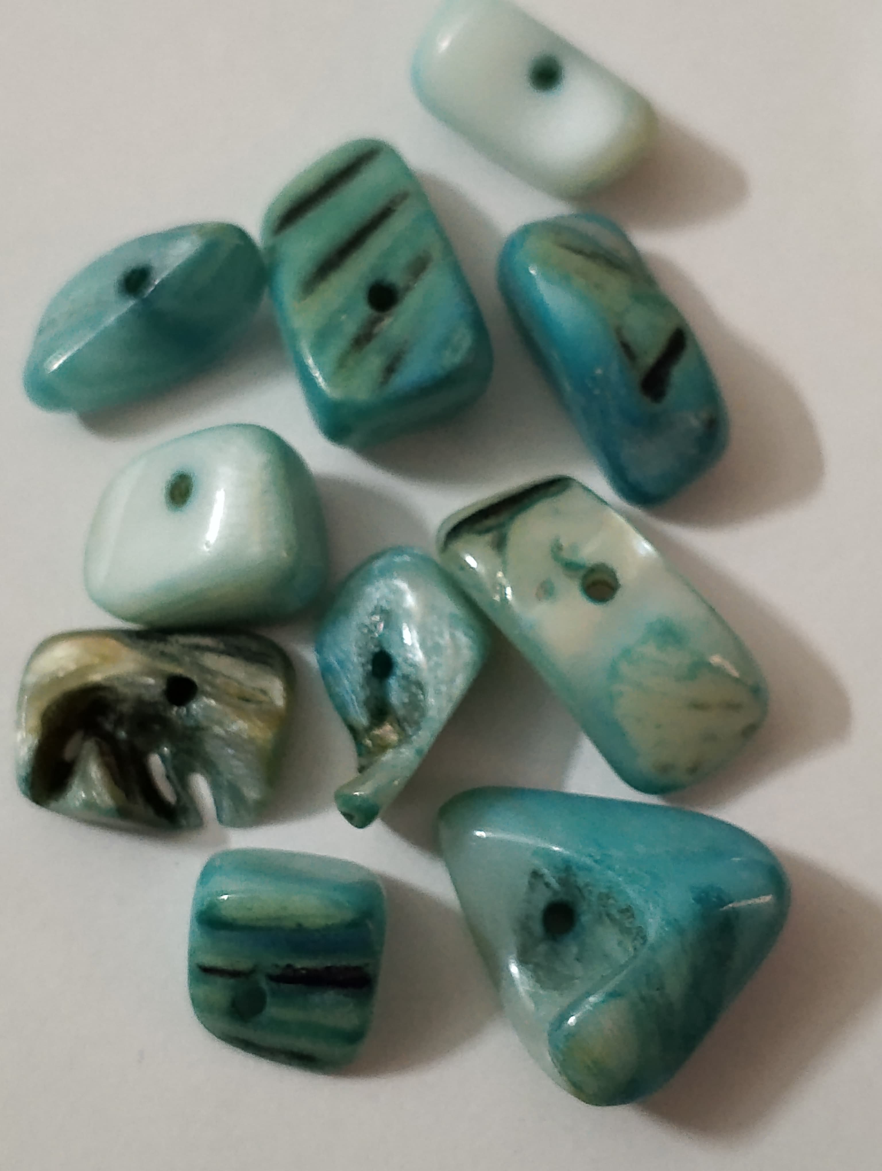 Mix Synthetic Stone Sea Green Beads Of Mix Sizes And Shapes. 60 to 40gms Beads, Aesthetic Beads For DIY Jewelry Making, Jewelry, Dress Accessories, Crafts, and Home Décor