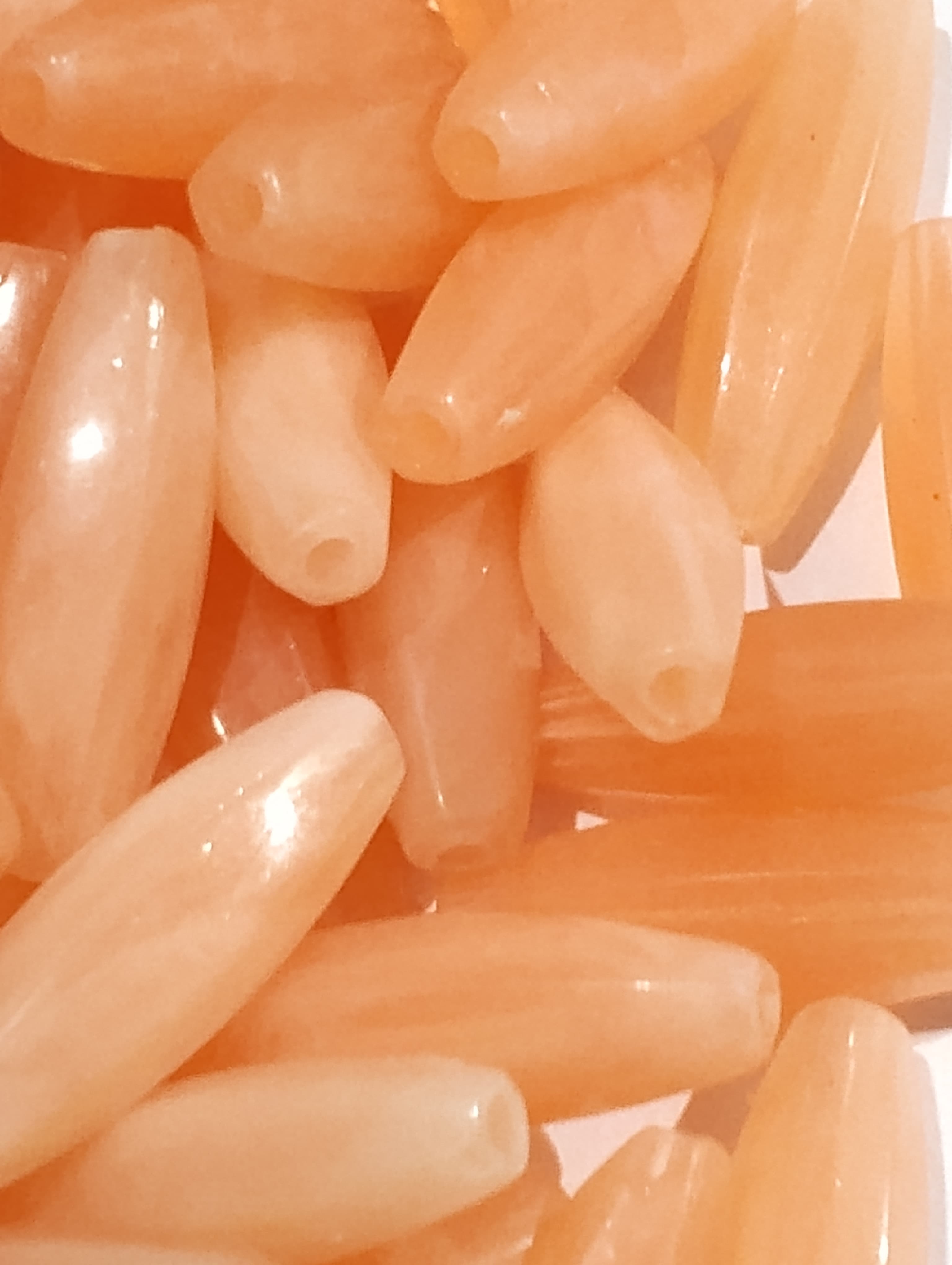 Acrylic Long Cut Marble Textured Peach Beads for DIY Crafts - Pack of 40gms - Ideal for DIY, Crafting, Jewelry Making, Jewelry, and Dress Accessories.