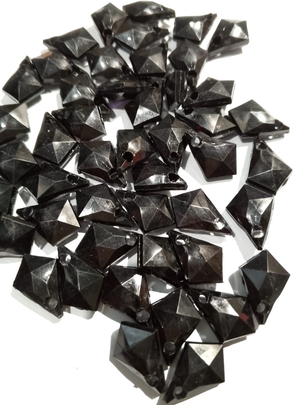 Black Rhombus Tussle (Latkan) Acrylic Beads - Pack of 40gms - Ideal for DIY Jewelry Making, Jewelry, and Dress Accessories.
