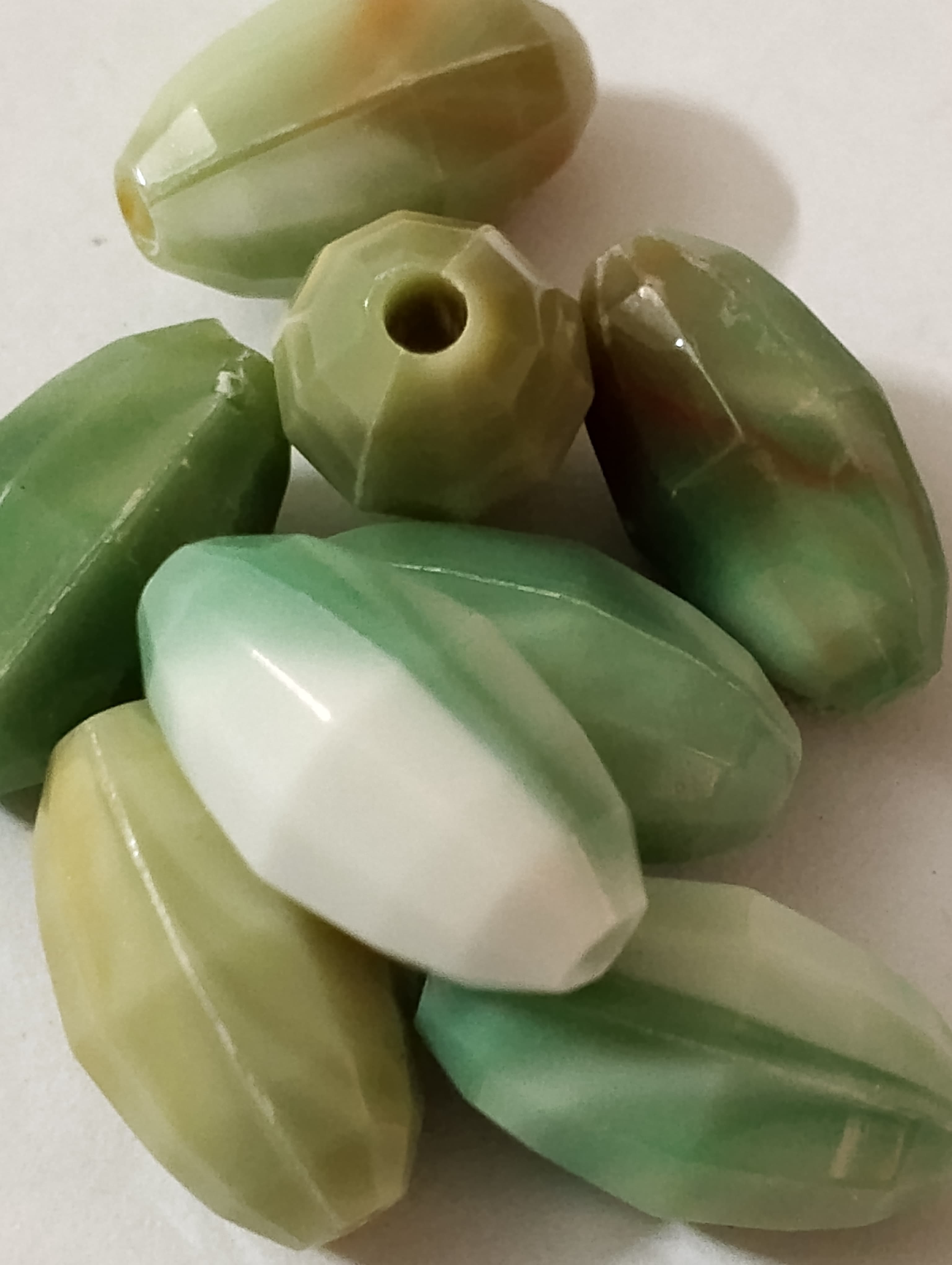 Green Marble Cylinder Cut Plastic Beads. 40gms Beads, Stunning Beads For DIY Jewelry Making, Jewelry, Dress Accessories, Crafts, and Home Décor