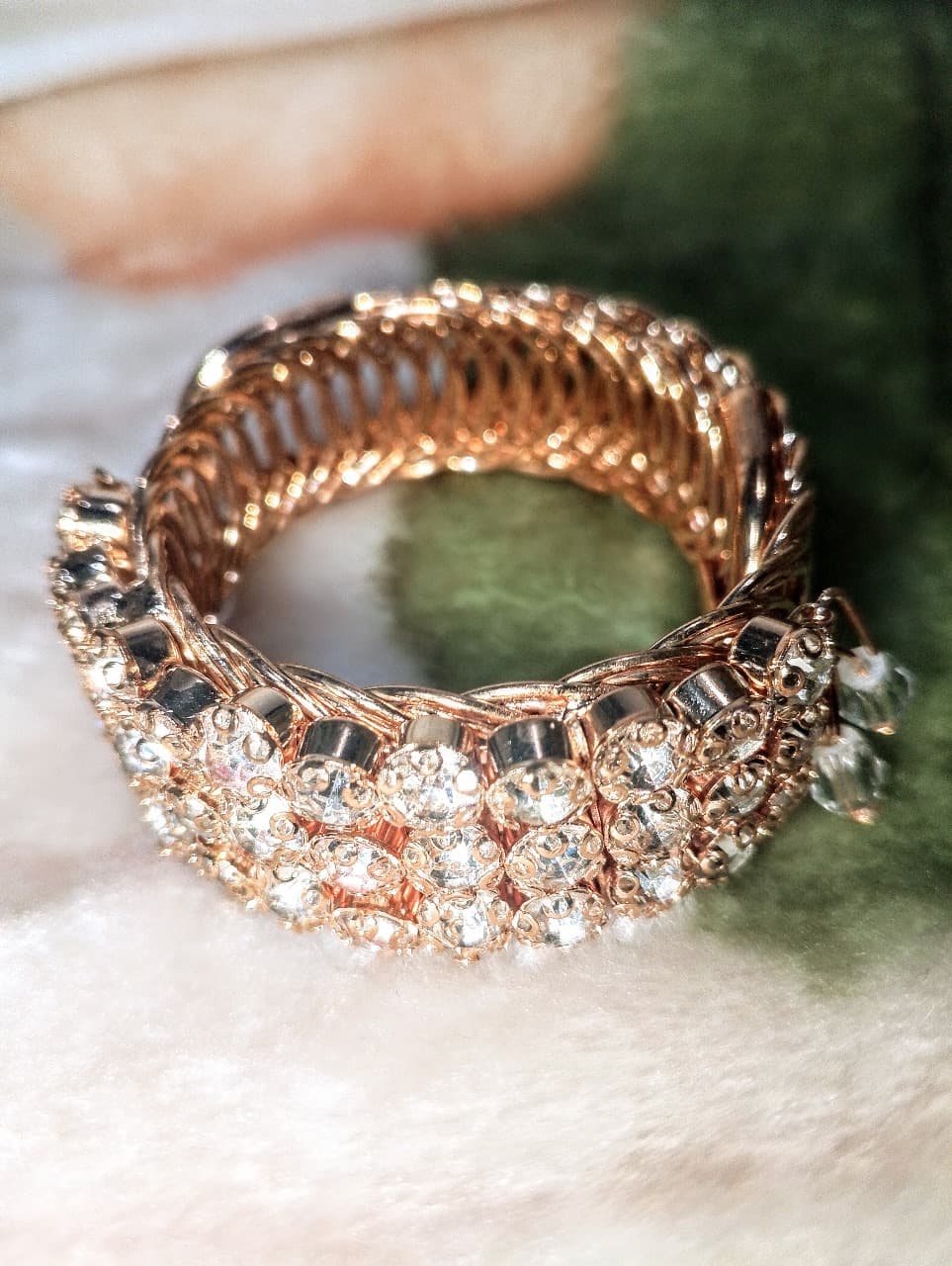 Gold-Plated Zircon Kundan Bracelet – Traditional Bridal & Festive Jewelry for Girls | Fashion Gift