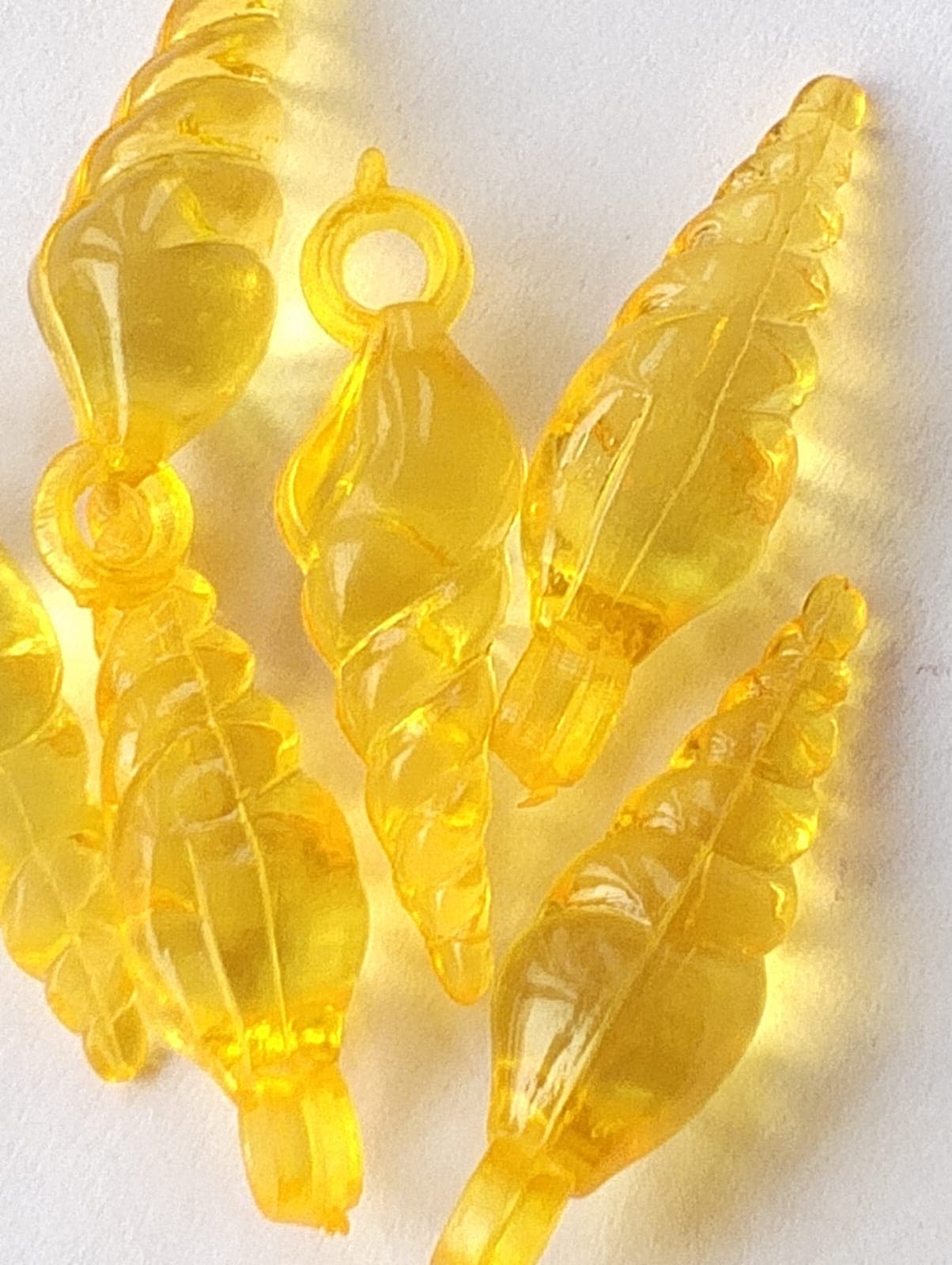 Beads for DIY Crafts. White, Yellow Spiral Tussle (Latkan) Acrylic Beads. Pack of 40gms Beads, For DIY Jewelry Making, Jewelry, And Dress Accessories.