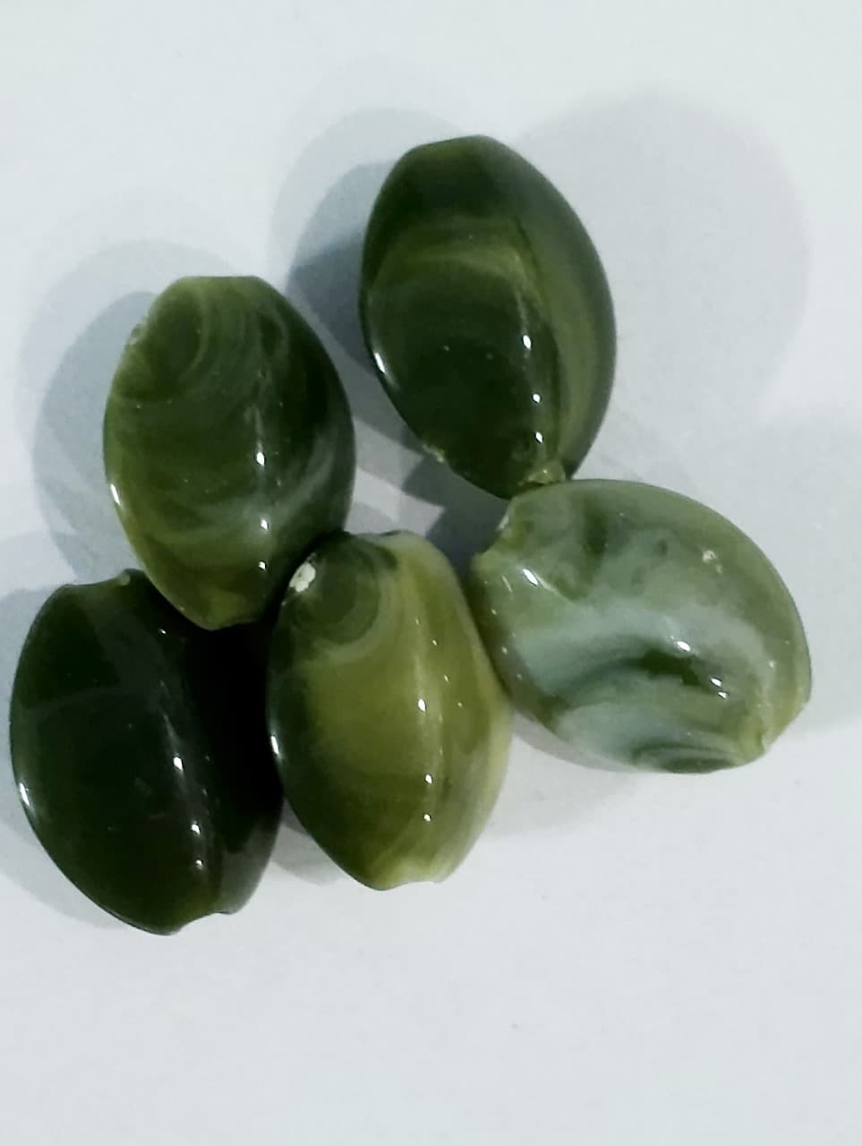 Unique Beads for Unique Crafts. Green Marble Oval Acrylic Plastic Beads. Pack of 40gms, For DIY Jewelry Making, Crafting, Home Decor, And Dress Accessories.