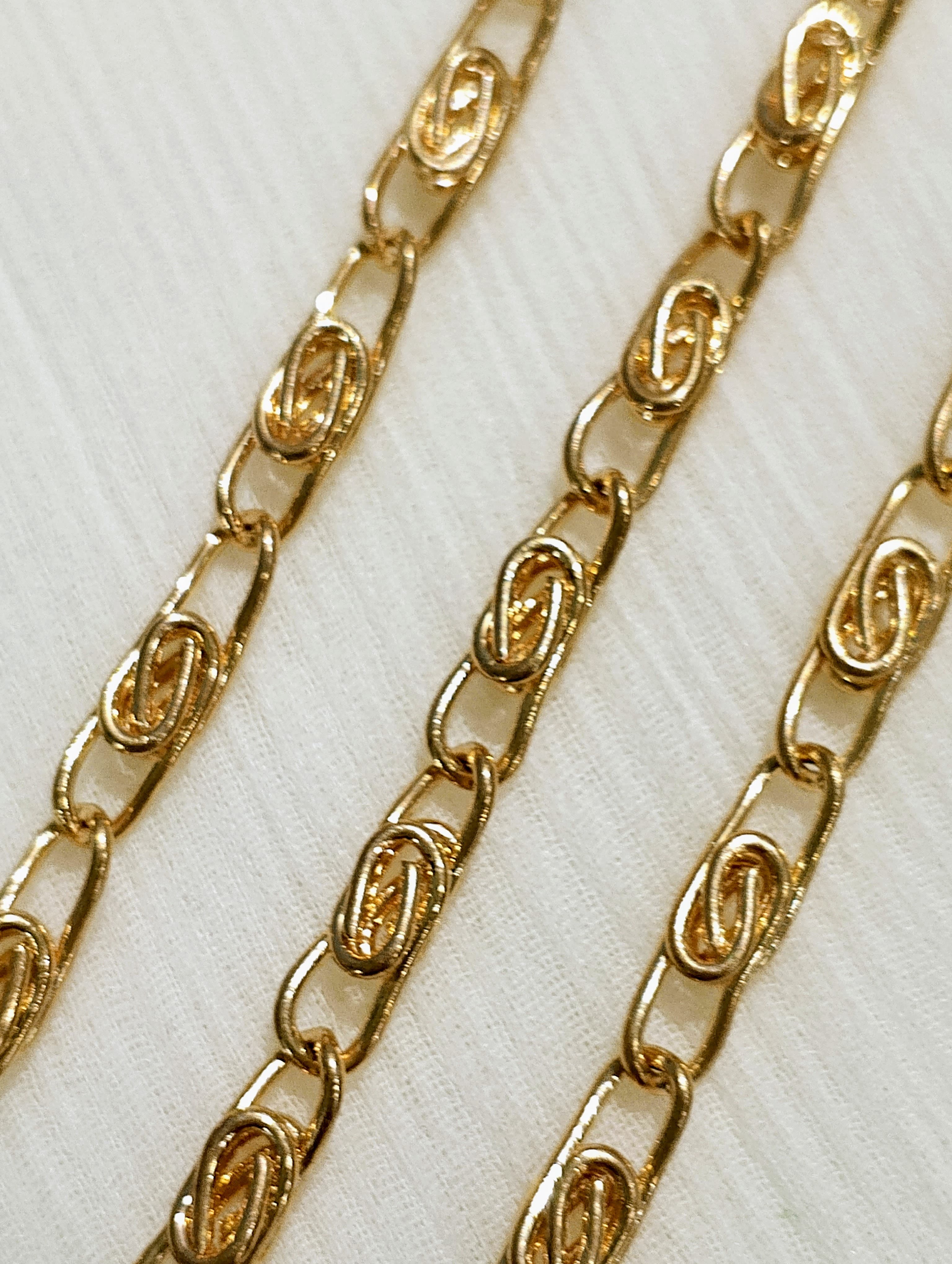 115 cm /45 Inches Chain for Crafting, Handmade Jewelry Making, DIY | KC Gold-Plated Swirl Link | Purse Clutches Cross Body Bags Chain