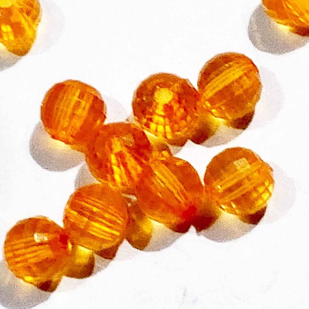Orange 5mm Round Faceted Acrylic Beads for DIY Crafts - Pack of 30gms - Ideal for DIY Jewelry Making, Jewelry, and Dress Accessories.