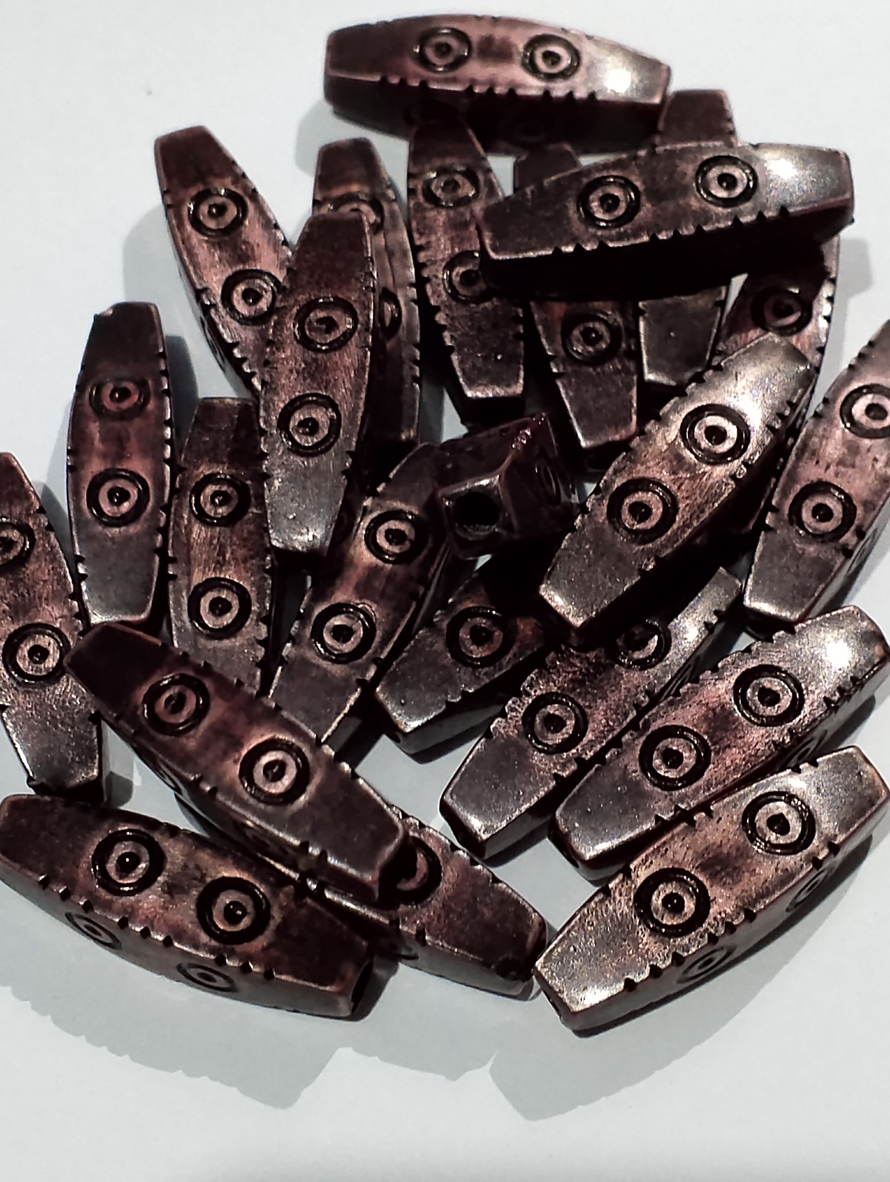 Pack of 40gms Beads, Brown Long Antique Brick Plastic Beads For DIY Jewelry Making, Jewelry, DIY, Dresses And Crafting Accessories.