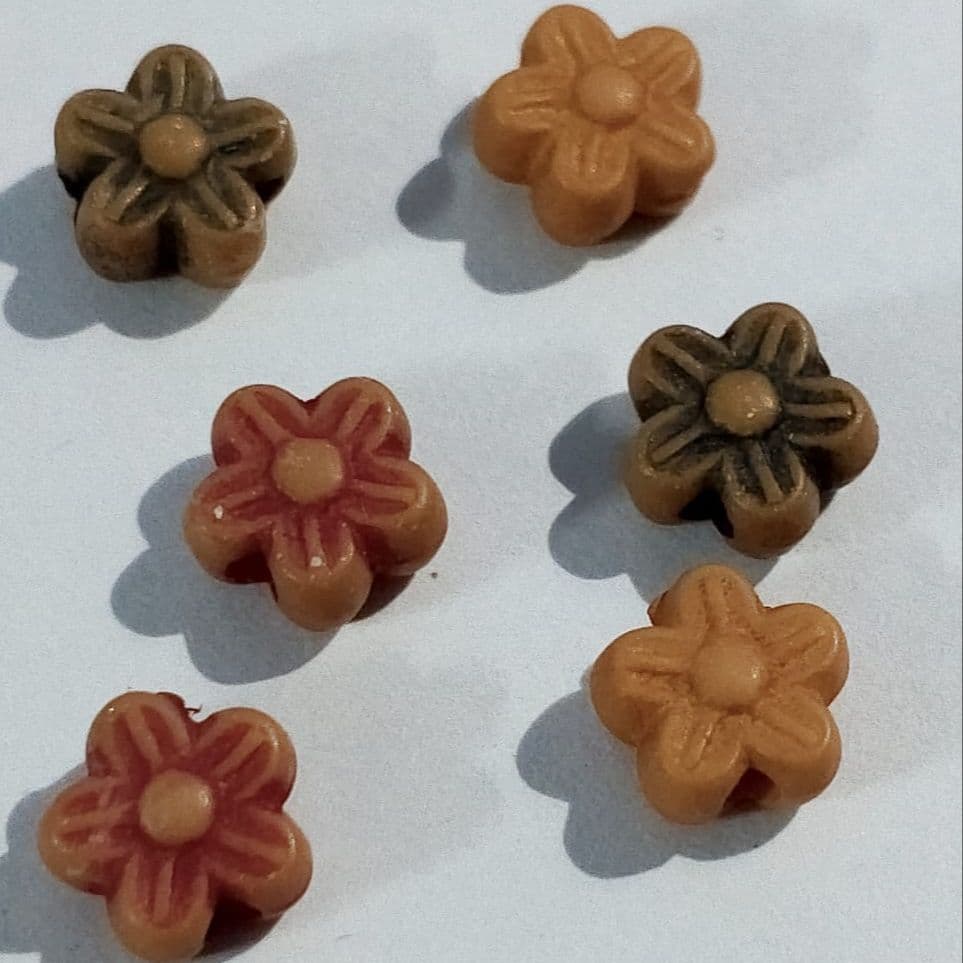 Pack of 40 gms Beads, Brown Cute Tiny Flower Plastic Beads For DIY Jewelry Making, Jewelry, DIY, Dresses And Crafting Accessories.