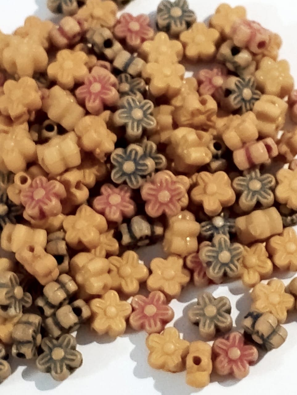 Pack of 40 gms Beads, Brown Cute Tiny Flower Plastic Beads For DIY Jewelry Making, Jewelry, DIY, Dresses And Crafting Accessories.