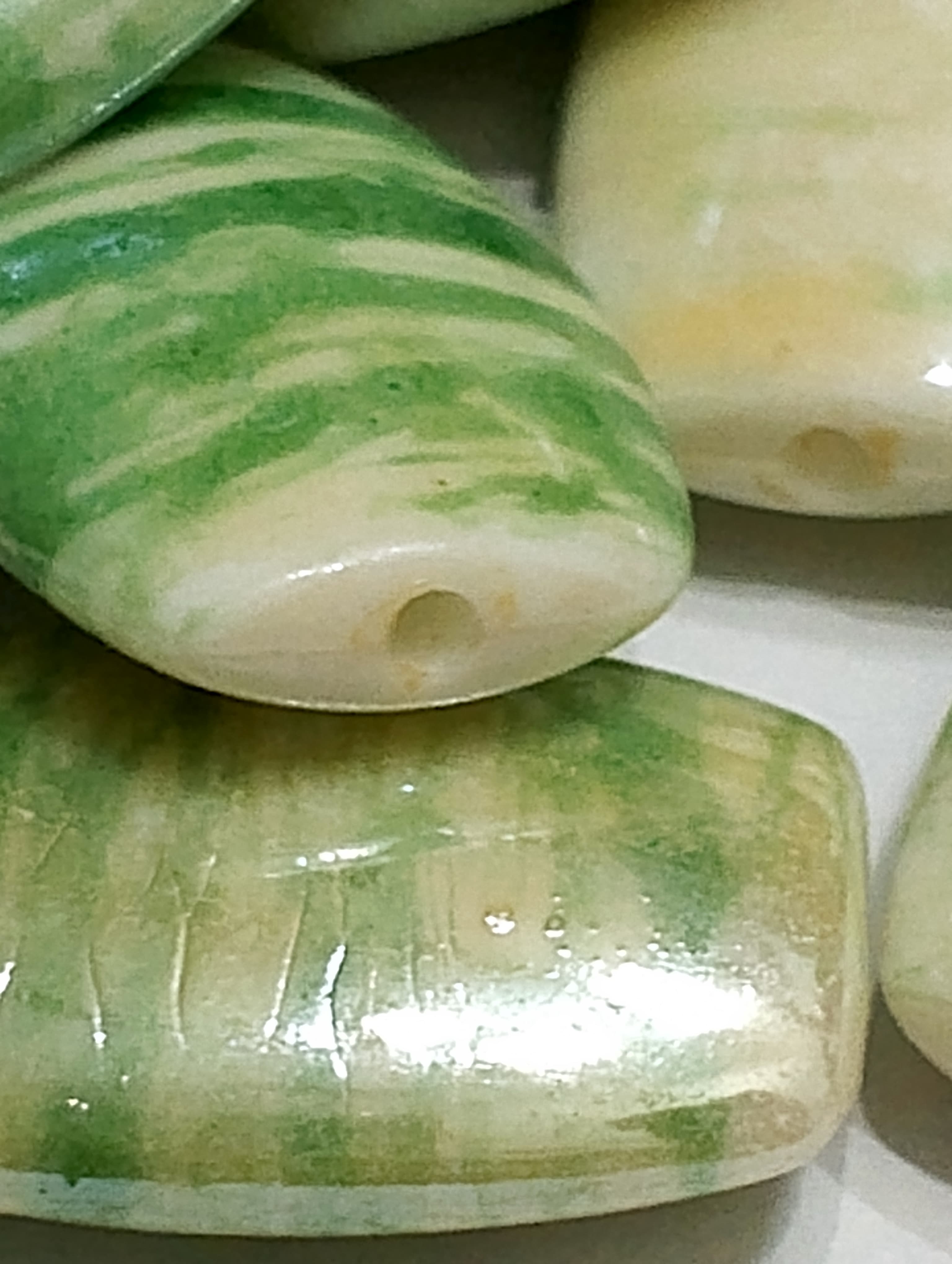 Pack of 40gms Beads, Green Rounded Rectangle Acrylic Marble Plastic Beads For DIY Jewelry Making, Jewelry, DIY, Dresses And Crafting Accessories.