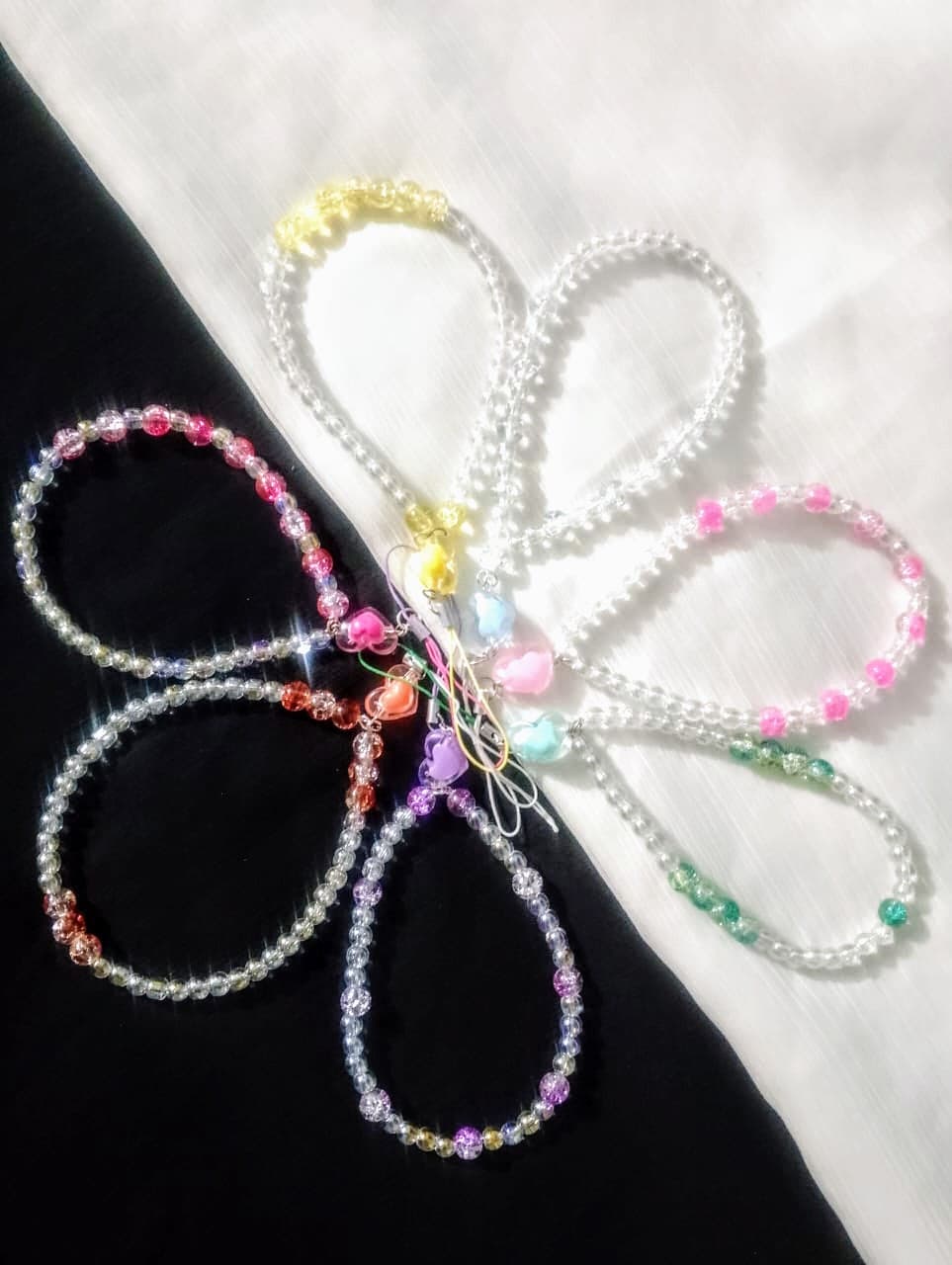 2 pcs Different Colored Mobile Charms | Colorful Eye Catching Mobile Accessory | Beaded Mobile Phone Charm | Strap Chain Lanyard Women Girl Jewelry Phone Holder | Beads Tassels Bag Camera Pendant Decoration | Cute Phone Strap for Girls