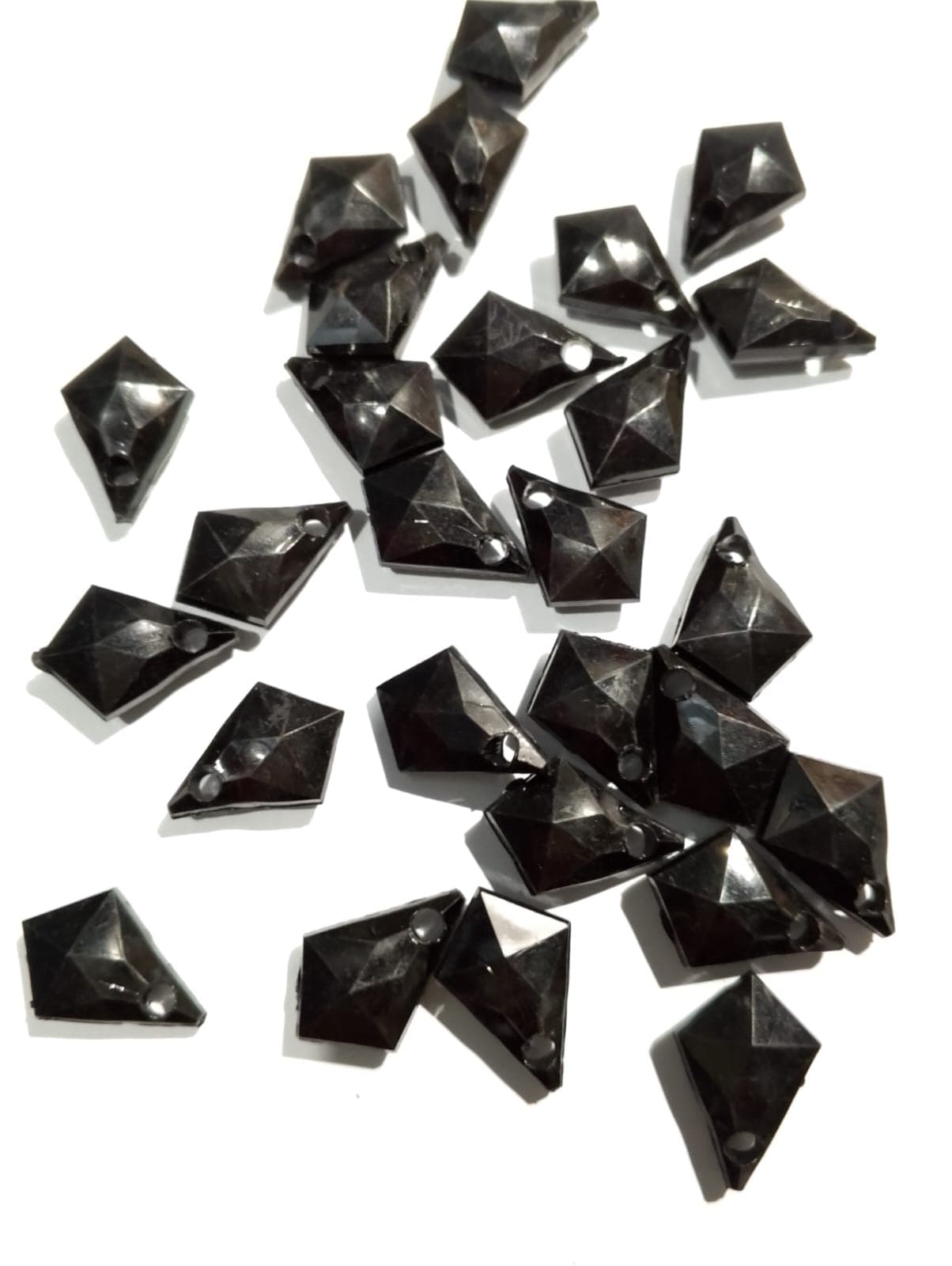 Black Rhombus Tussle (Latkan) Acrylic Beads - Pack of 40gms - Ideal for DIY Jewelry Making, Jewelry, and Dress Accessories.
