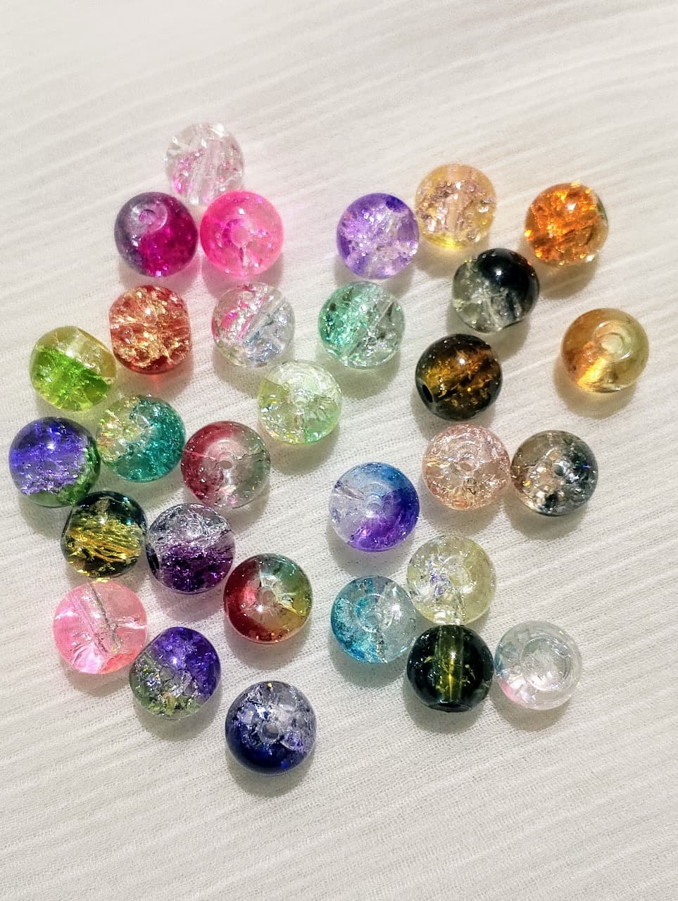 150,300 pcs Multicolor Single and Double Tone Crackle Glass Beads – Shiny 8mm Round Beads for Jewelry Making & DIY Crafts