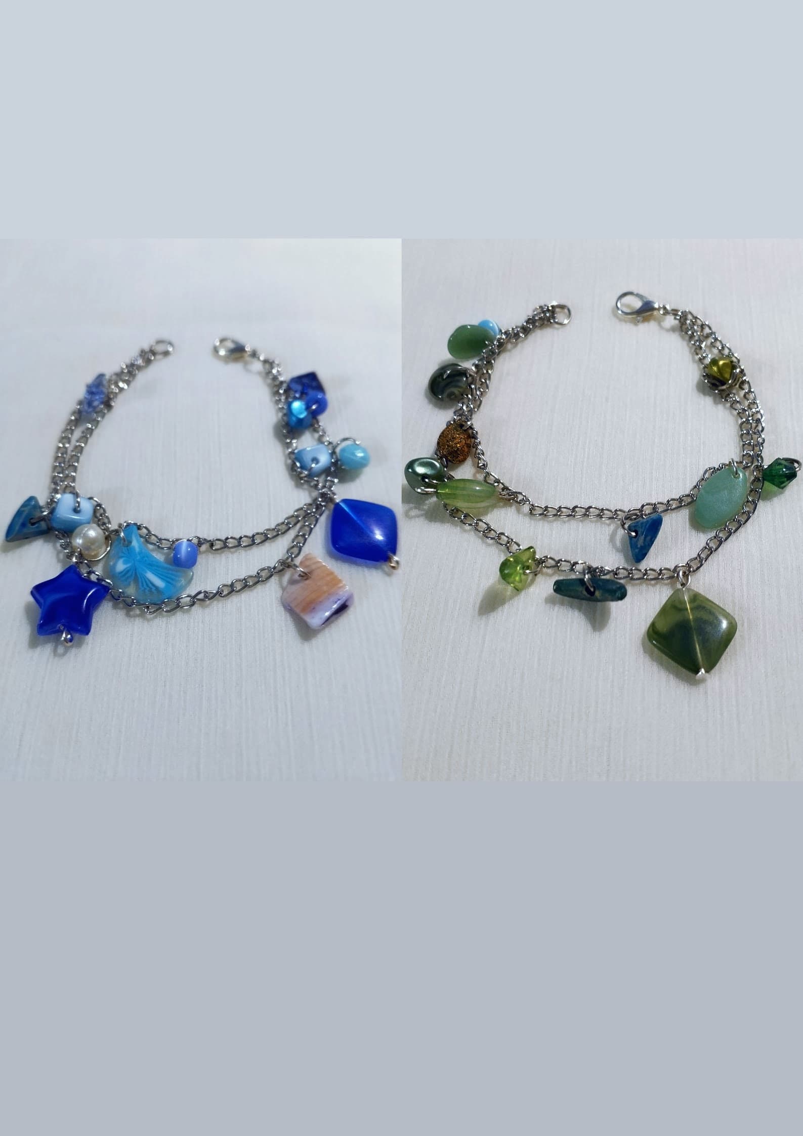 Bracelets of Double Chains, Charms, Beads | Elegant Bracelet With Extension | Unique Fashion Accessories | Beautiful and Lightweight Jewelry