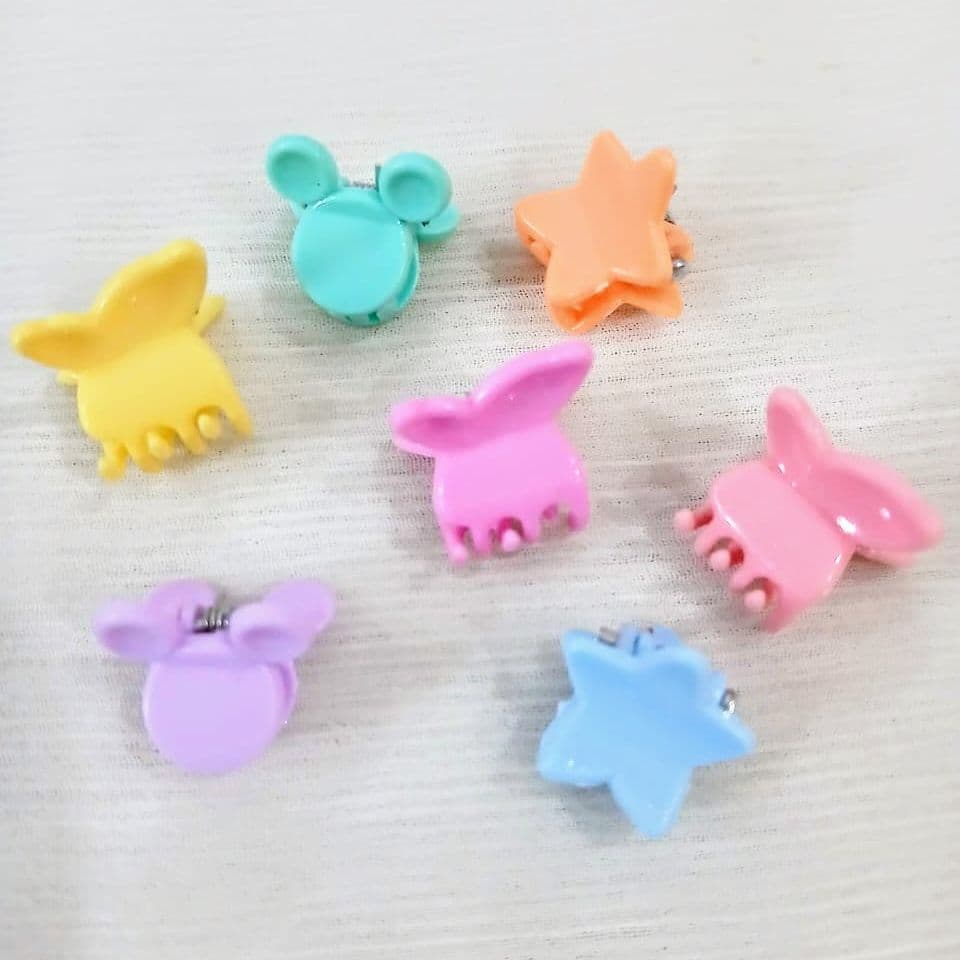 3 Cute Mini Hair Clip Cards for Girls | Star, Butterfly & Bear Shaped Hair Claws | 30pcs 10 - 12mm Small Hair Accessories for Kids & Daily Use