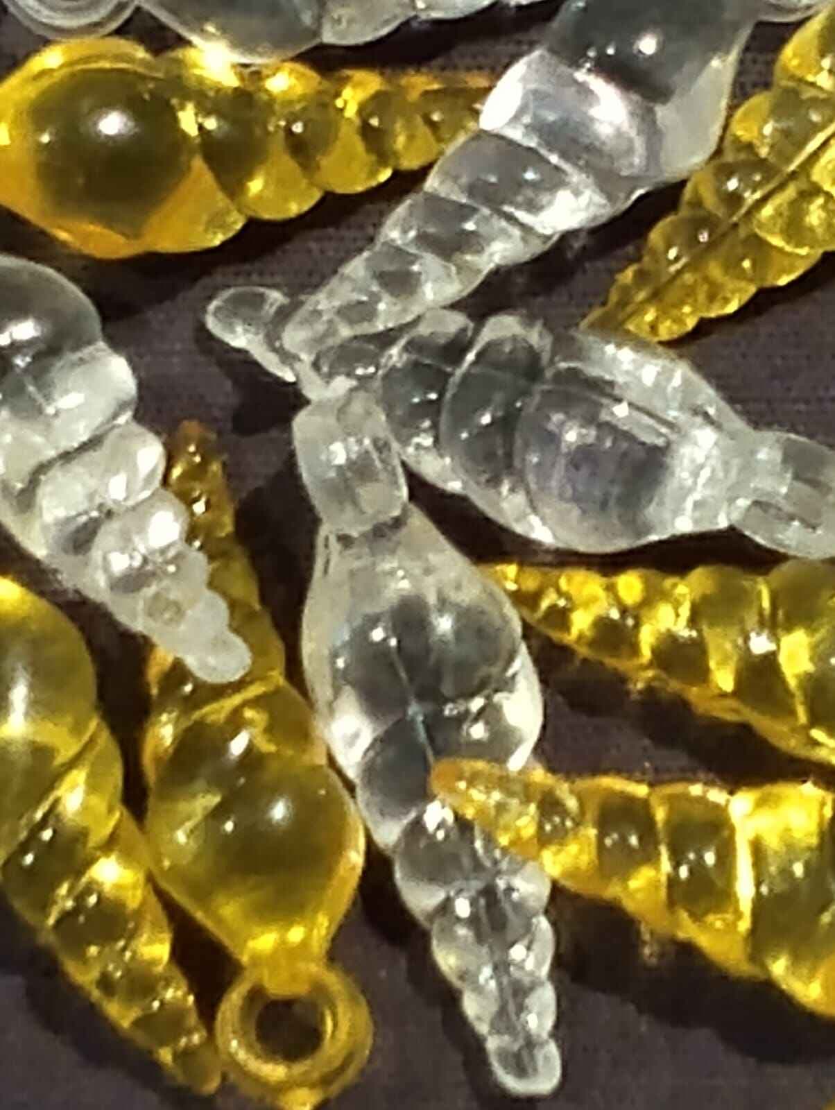 Beads for DIY Crafts. White, Yellow Spiral Tussle (Latkan) Acrylic Beads. Pack of 40gms Beads, For DIY Jewelry Making, Jewelry, And Dress Accessories.
