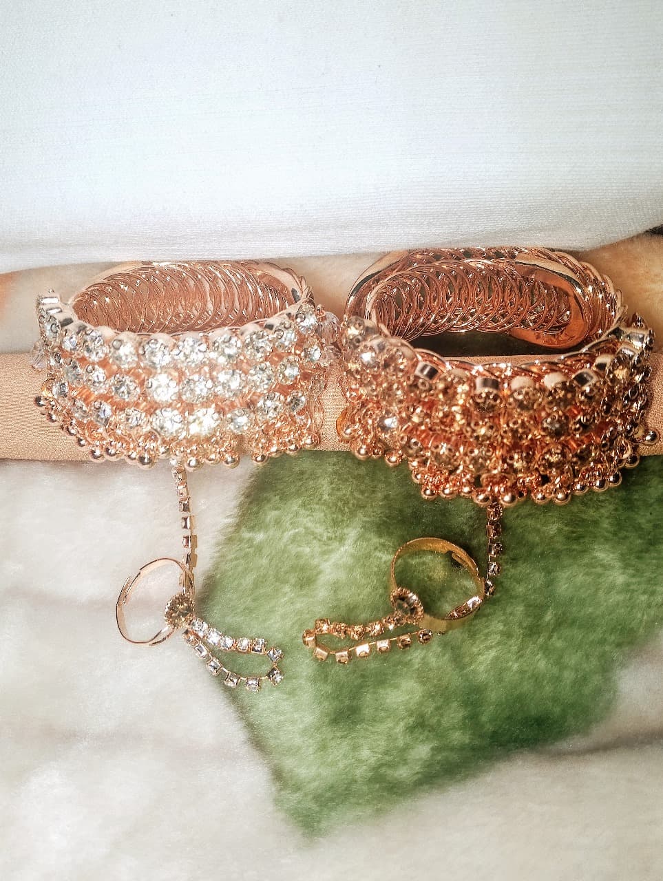 Gold-Plated Zircon Kundan Bracelet – Traditional Bridal & Festive Jewelry for Girls | Fashion Gift