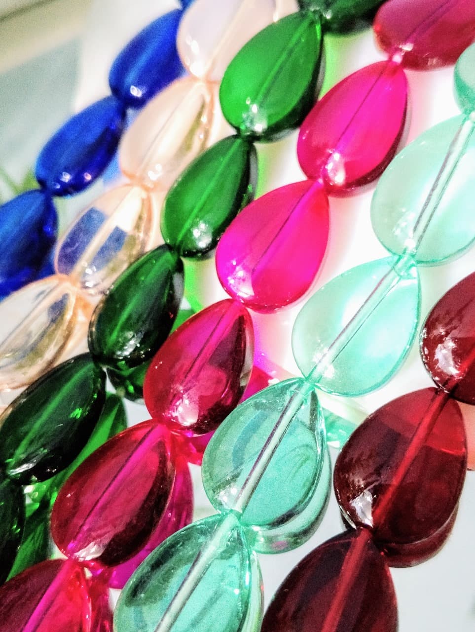 15 Glass Crystal Transparent Multicolor 18mm Droplet Beads for DIY, Jewelry Making, Crafting – 18mm Drop Shape Beads | 26 pcs Mix Set